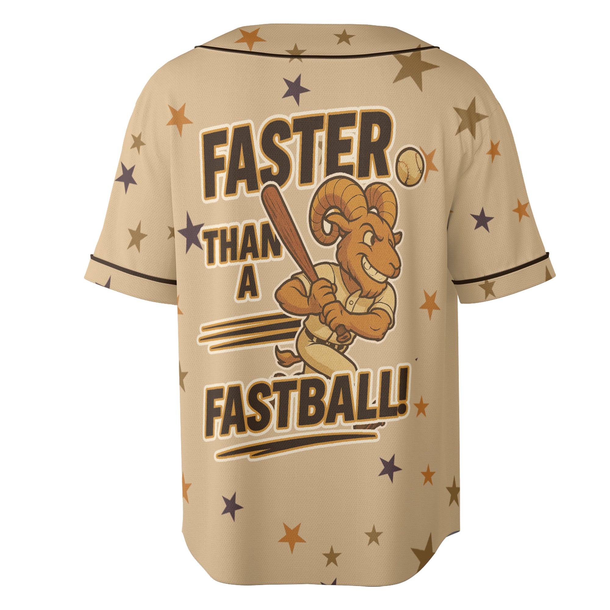Aries Zodiac Baseball Jersey – Beige Rush “Faster Than a Fastball” Edition