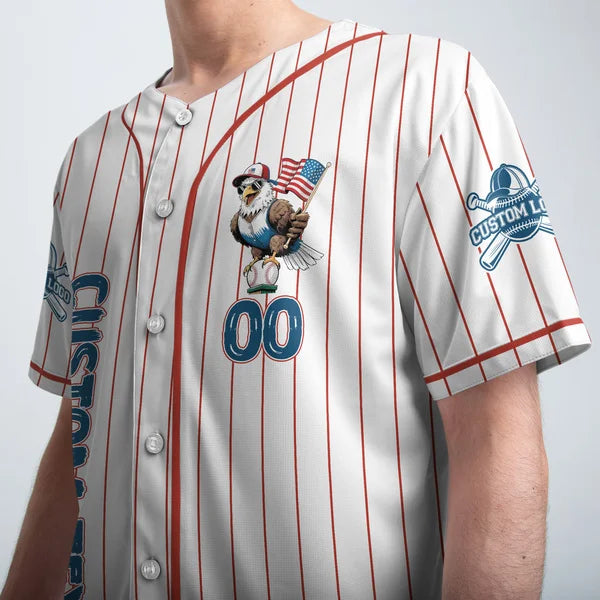 Custom 4th of July Baseball Jersey - All American Bruh - Custom Name, Custom Number