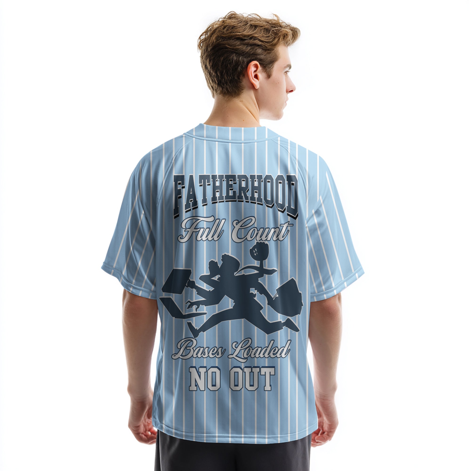 FATHERHOOD: Full Count, Bases Loaded, No Out - Custom Light Blue Baseball Jersey