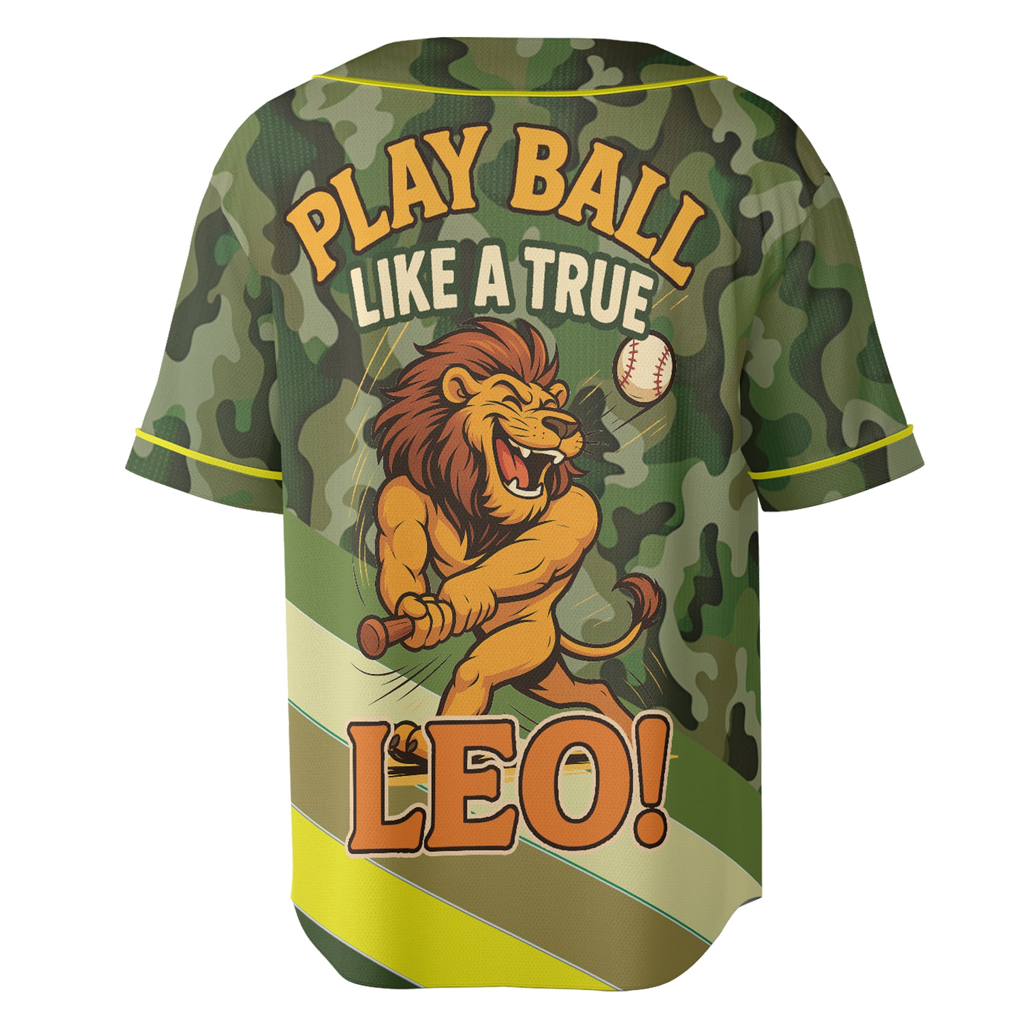 Leo Zodiac Baseball Jersey – Camouflage Wild Roar Edition
