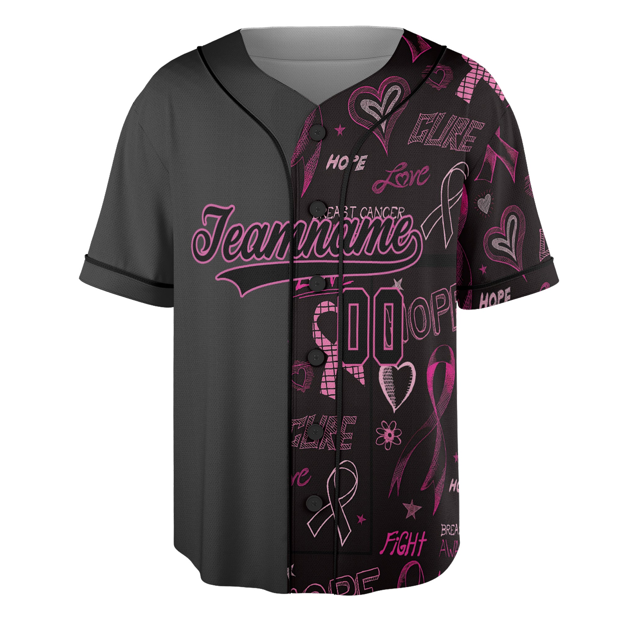 Custom Breast Cancer Awareness Baseball Jersey – Hope & Fight Edition