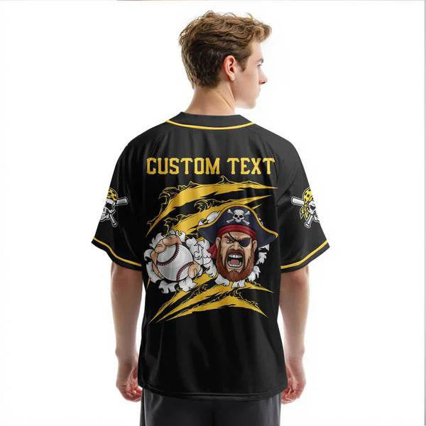 Custom Black Yellow Baseball Custom Name, Custom Number Jersey