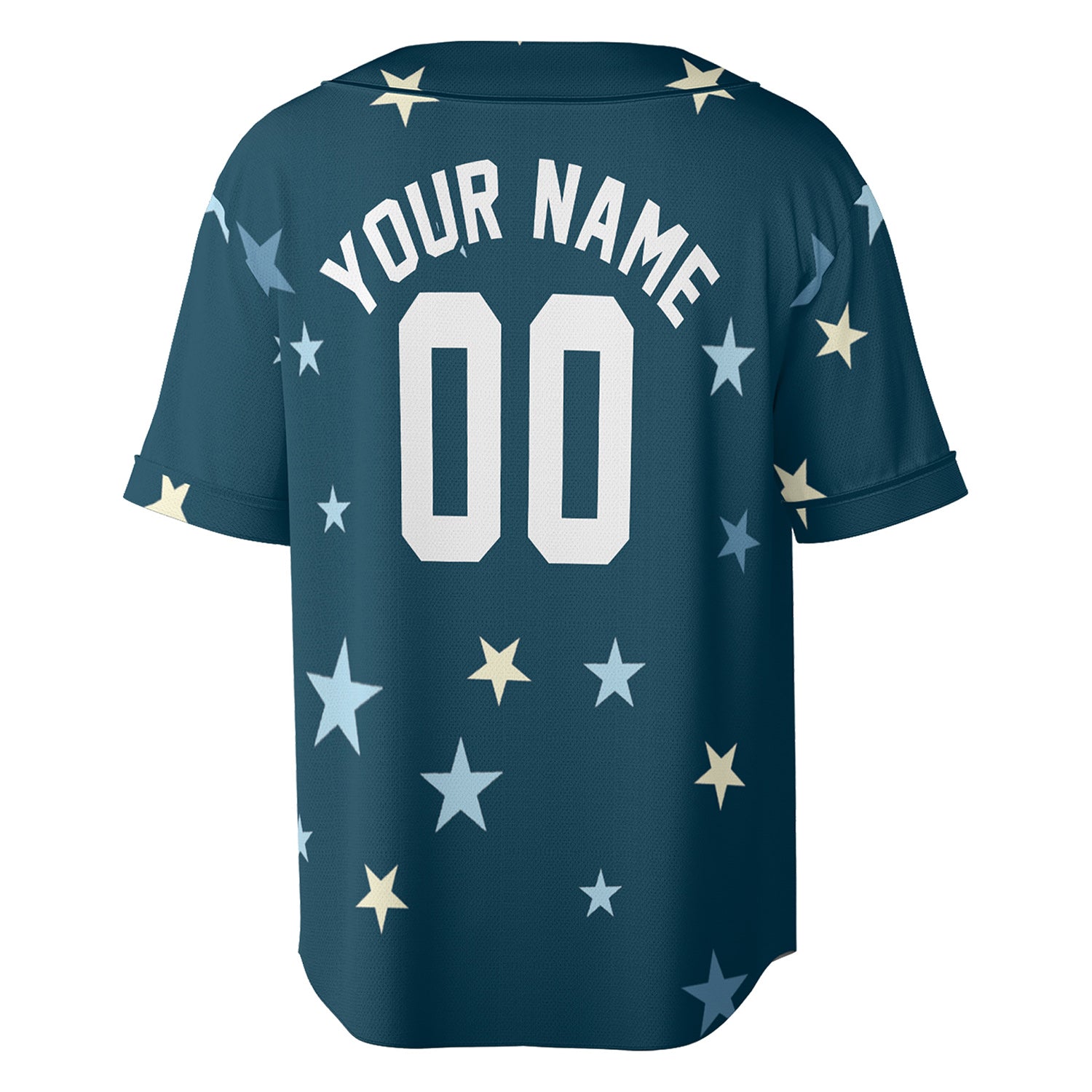 Custom Starry Sky Baseball Jersey in Deep Teal and Pastel Tones