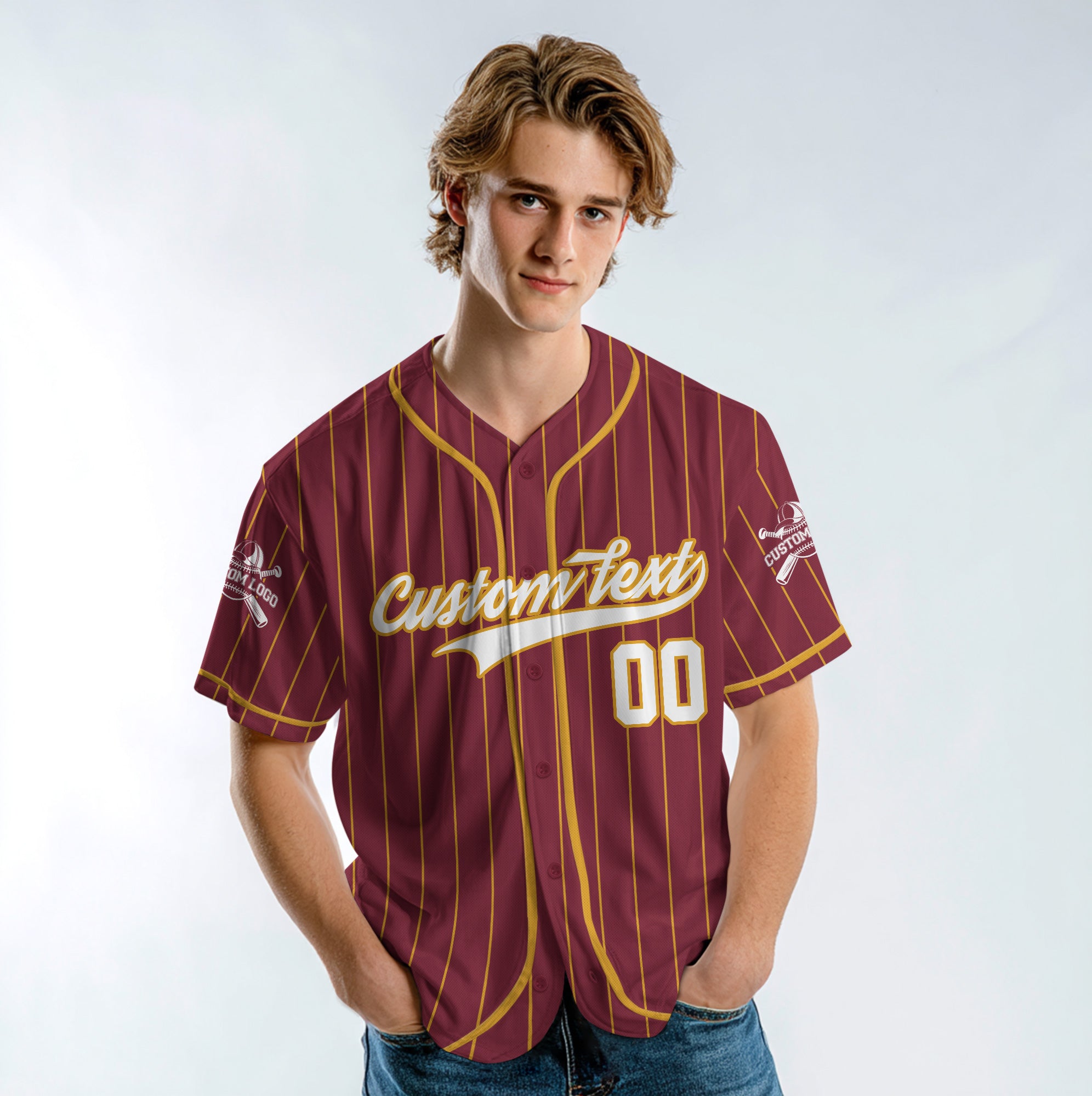 A Dad Trying To Hit A Home Run - Custom Red Gold Baseball Jersey