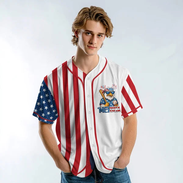 Merica 4th Of July Baseball Jersey Shirt - Baseball Jersey Shirt For Baseball Lover, Baseball Fan