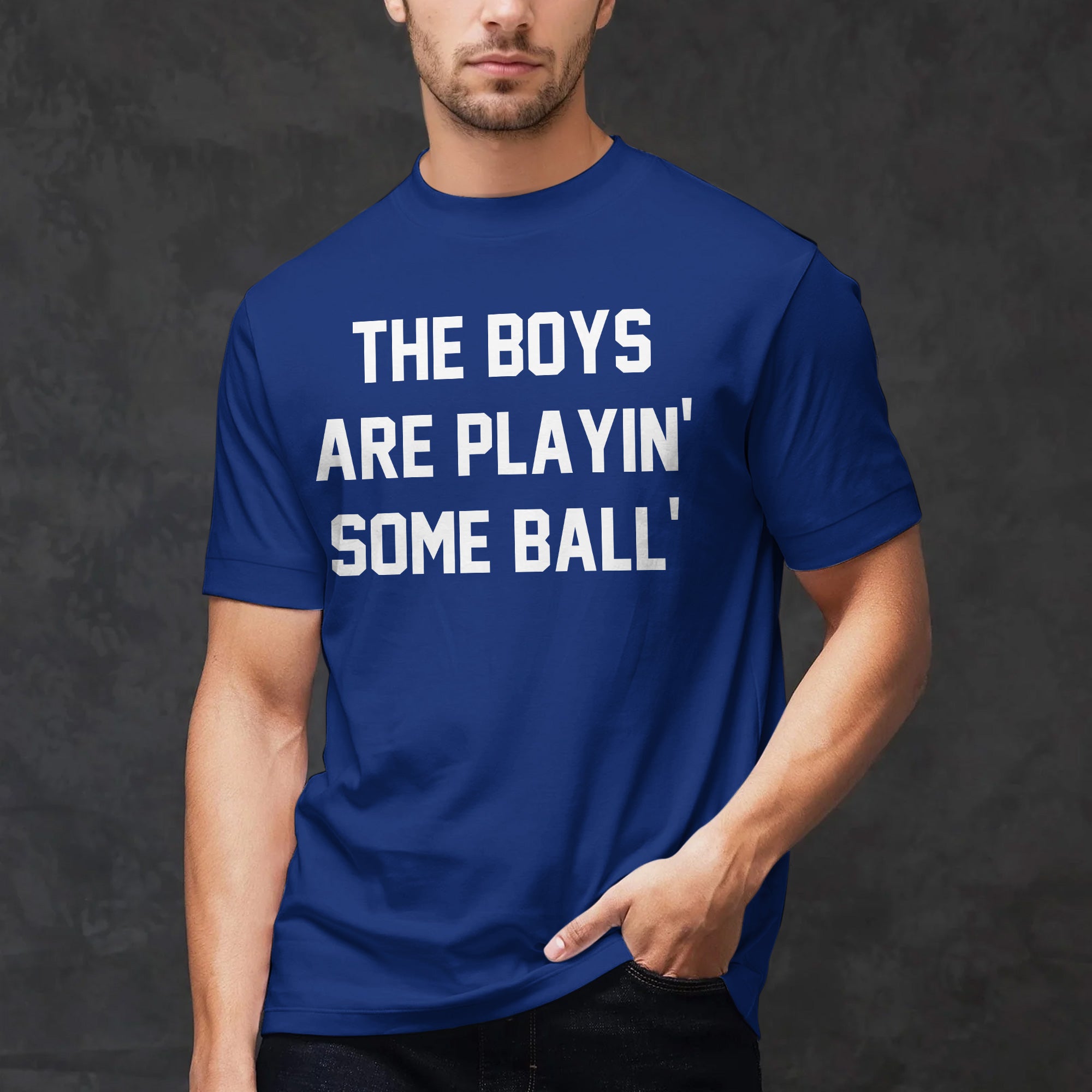 The Boys Are Playing Baseball White Royal Blue T-Shirt