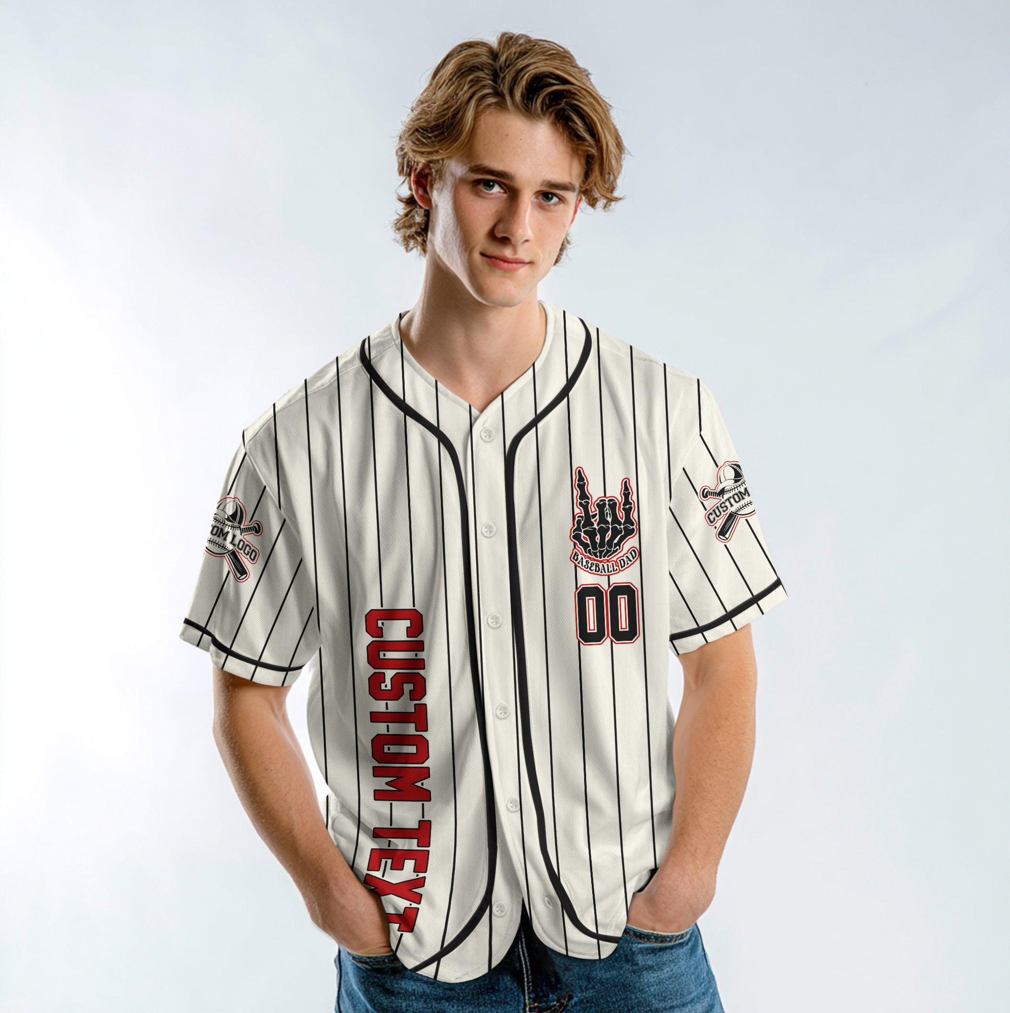 FATHERHOOD - Some Days I Rock It, Some Days It Rocks Me, Either Way We're Rockin - Custom Cream and Black Stripe Baseball Jersey