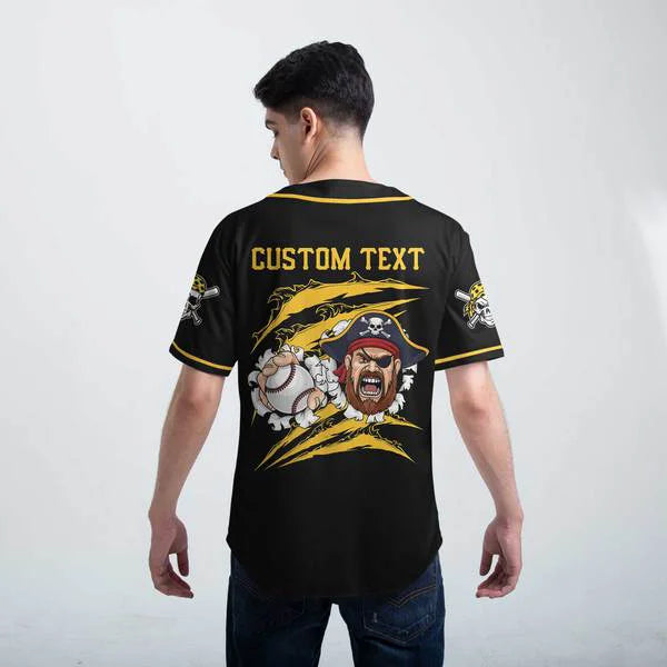 Custom Black Yellow Baseball Custom Name, Custom Number Jersey
