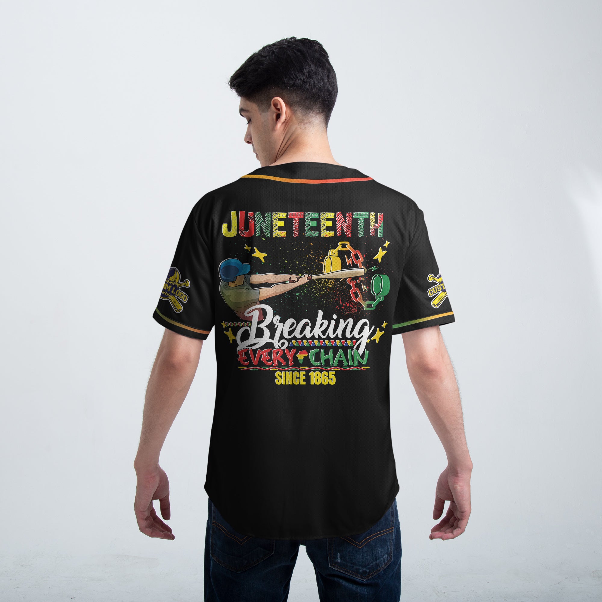 Custom Juneteenth Baseball Jersey - Juneteenth Breaking Every Chain