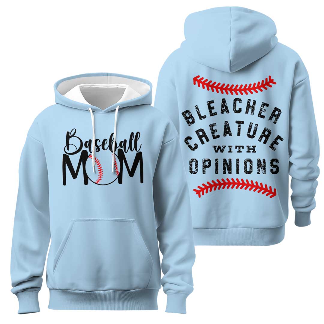 Baseball Mom Bleacher Creature With Opinions - All Over Print Baseball Hoodie