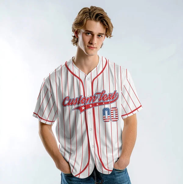 I'm just here for the Wieners - Personalized USA Baseball Jersey, Custom 4th of July Independence Day Patriotic