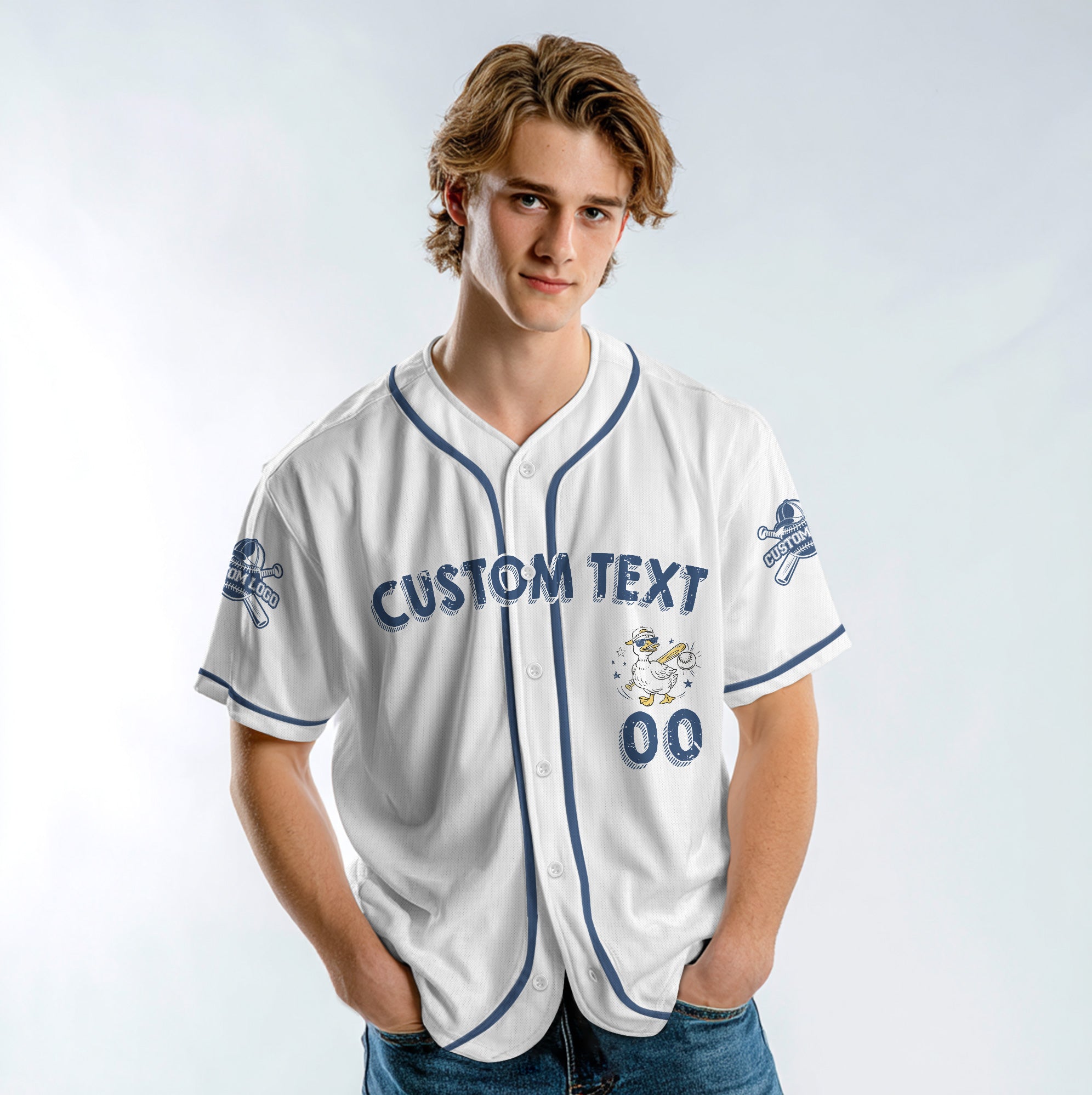 Wanna Be A Baller Shot Caller - Custom White Blue Baseball Jersey