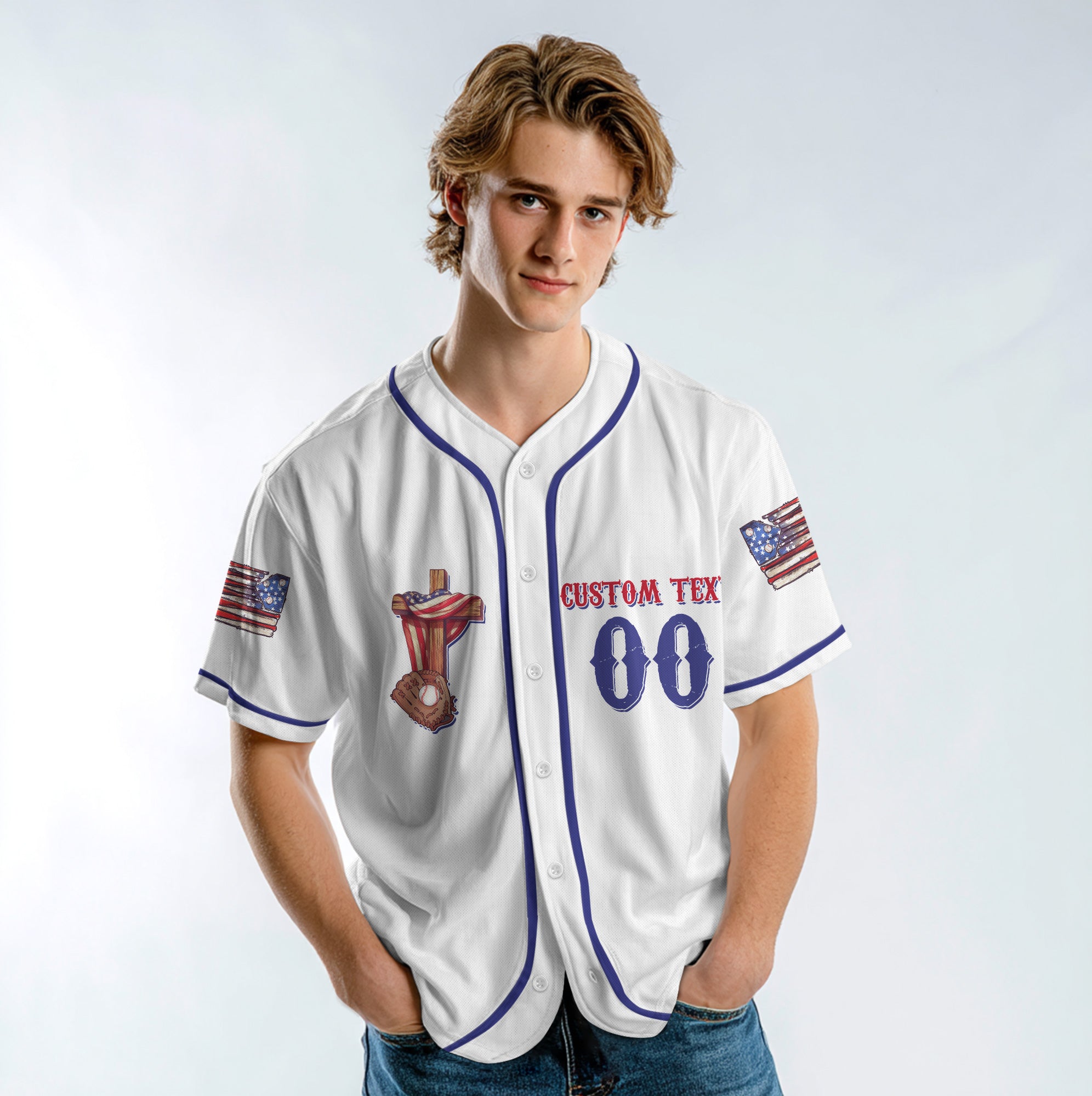 God Bless America And Baseball - Custom 4th of July Baseball Jersey