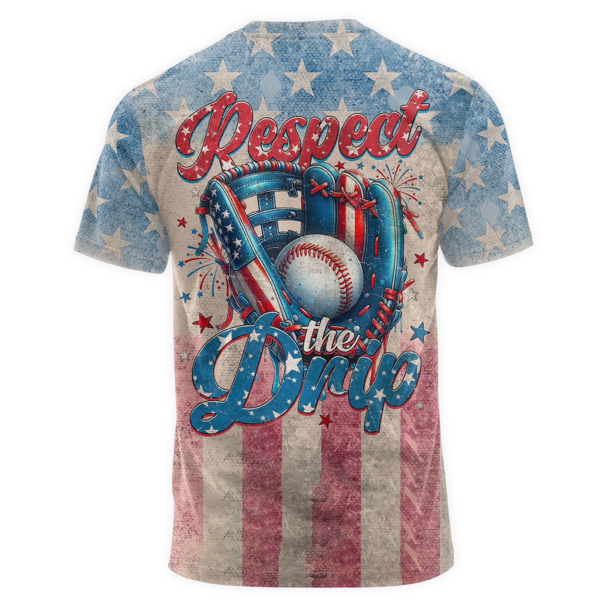 Respect The Drip All Over Print Fourth Of July T-Shirt