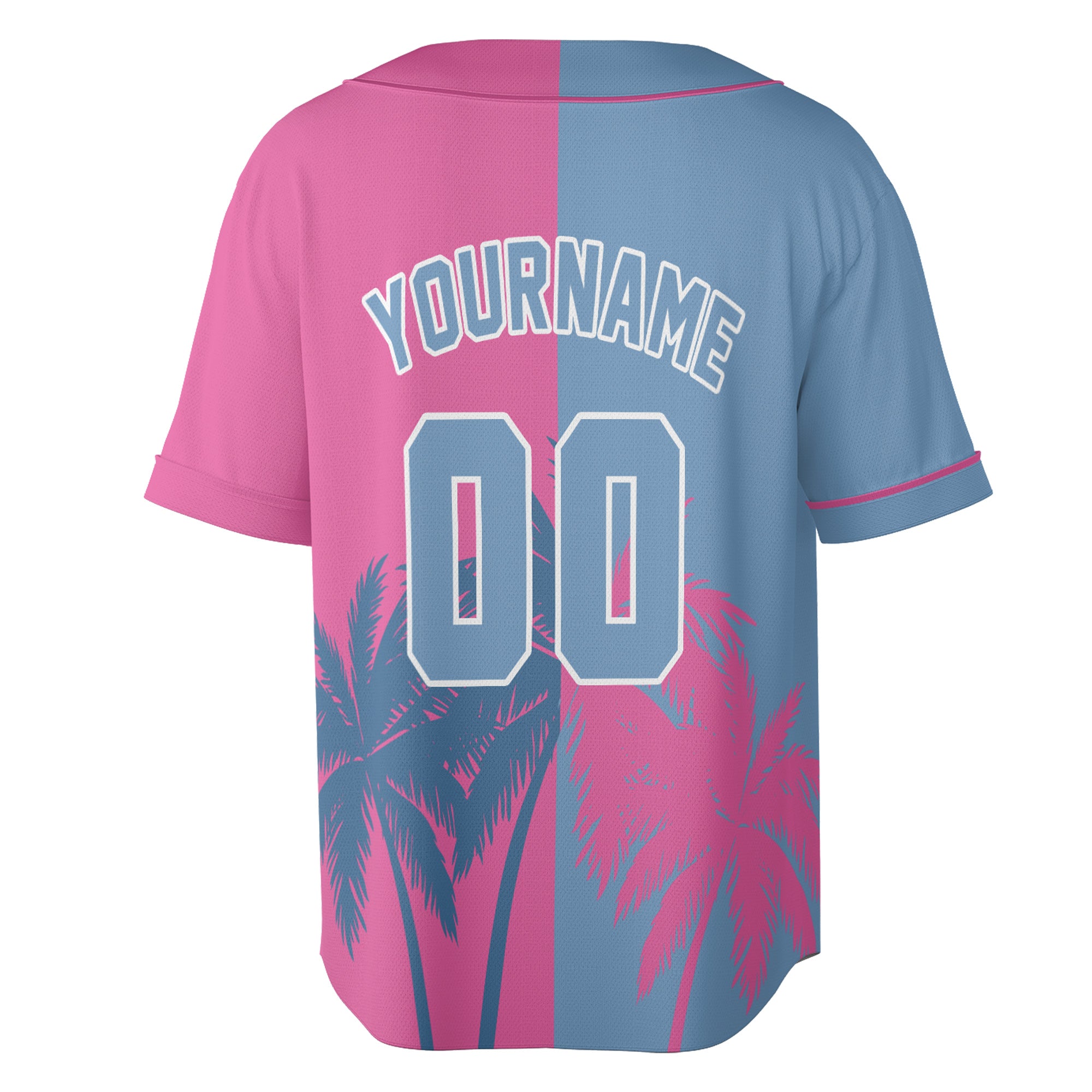 Custom Baseball Jersey - Miami Palm Blue Pink Split