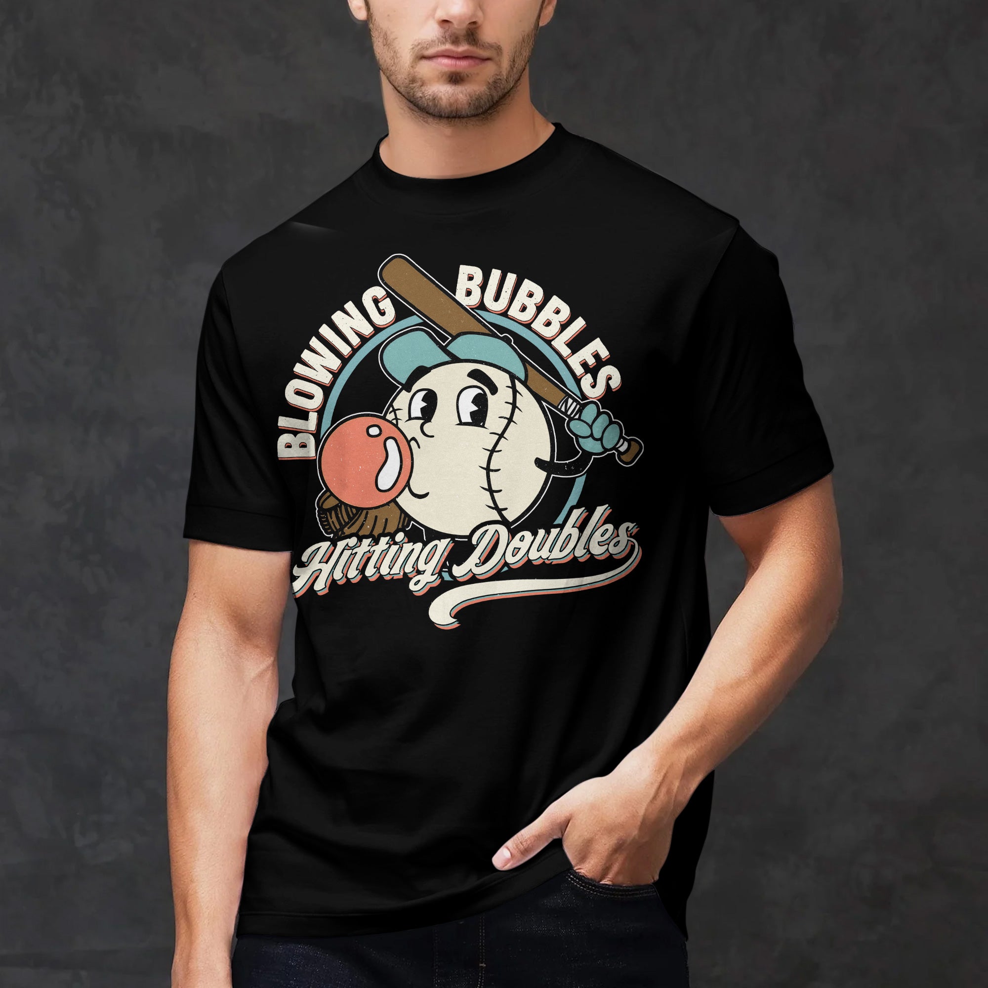 Blowing Bubbles Hitting Doubles Baseball T-Shirt