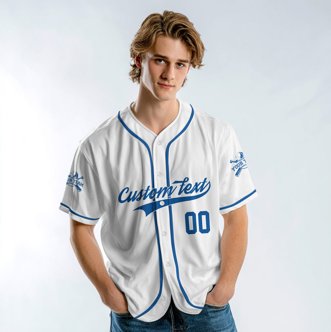 The Boys Are Playing - Custom White and Blue Baseball Jersey