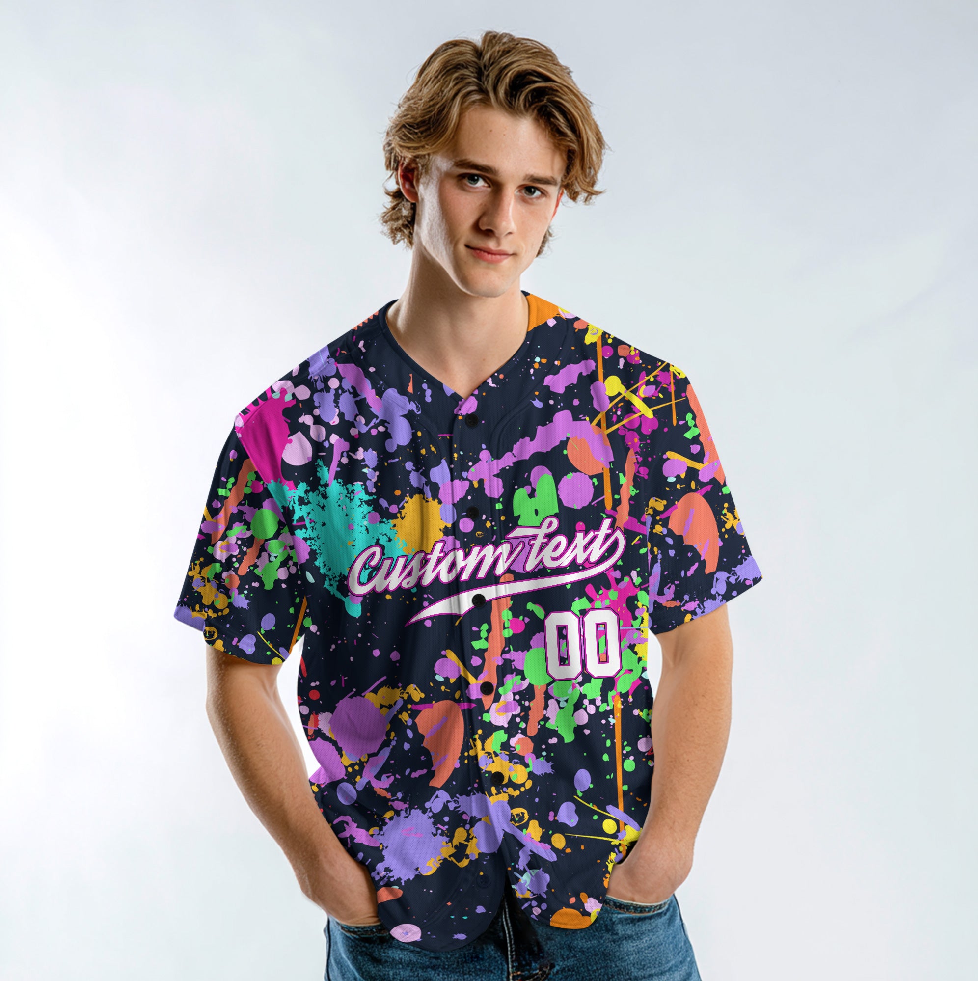 Custom Splashes Graffiti Painting Baseball Jersey