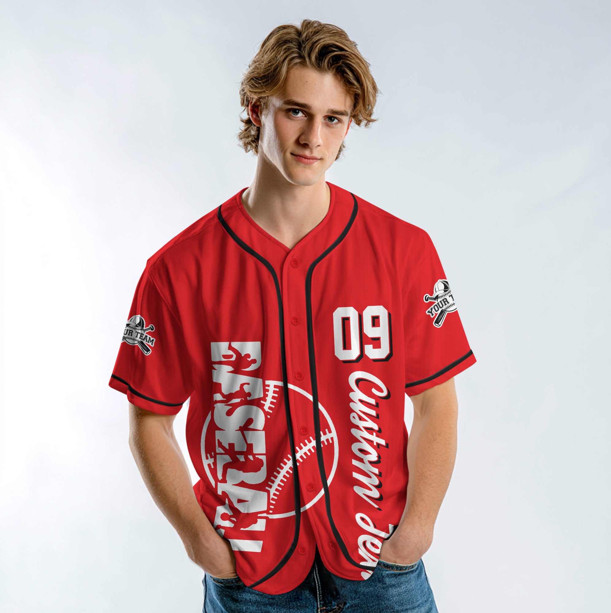 Just Have Fun And Enjoy The Game - Custom Red Black Baseball Jersey