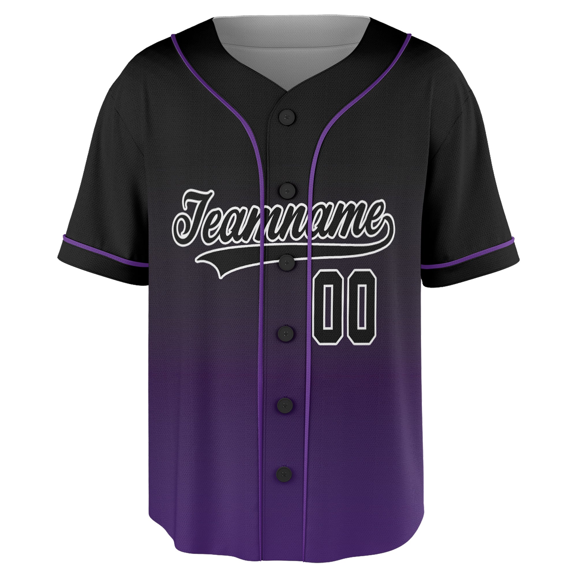 Custom Baseball Jersey – Gradient Black to Purple