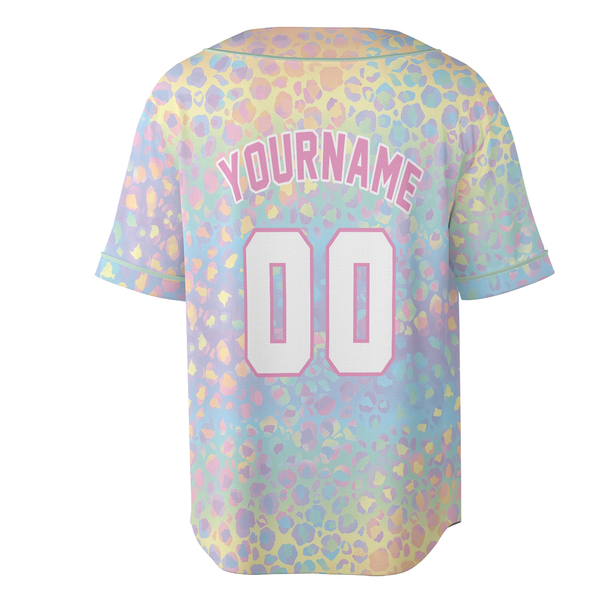 Custom Pastel Leopard Baseball Jersey – Rainbow Wildheart Edition