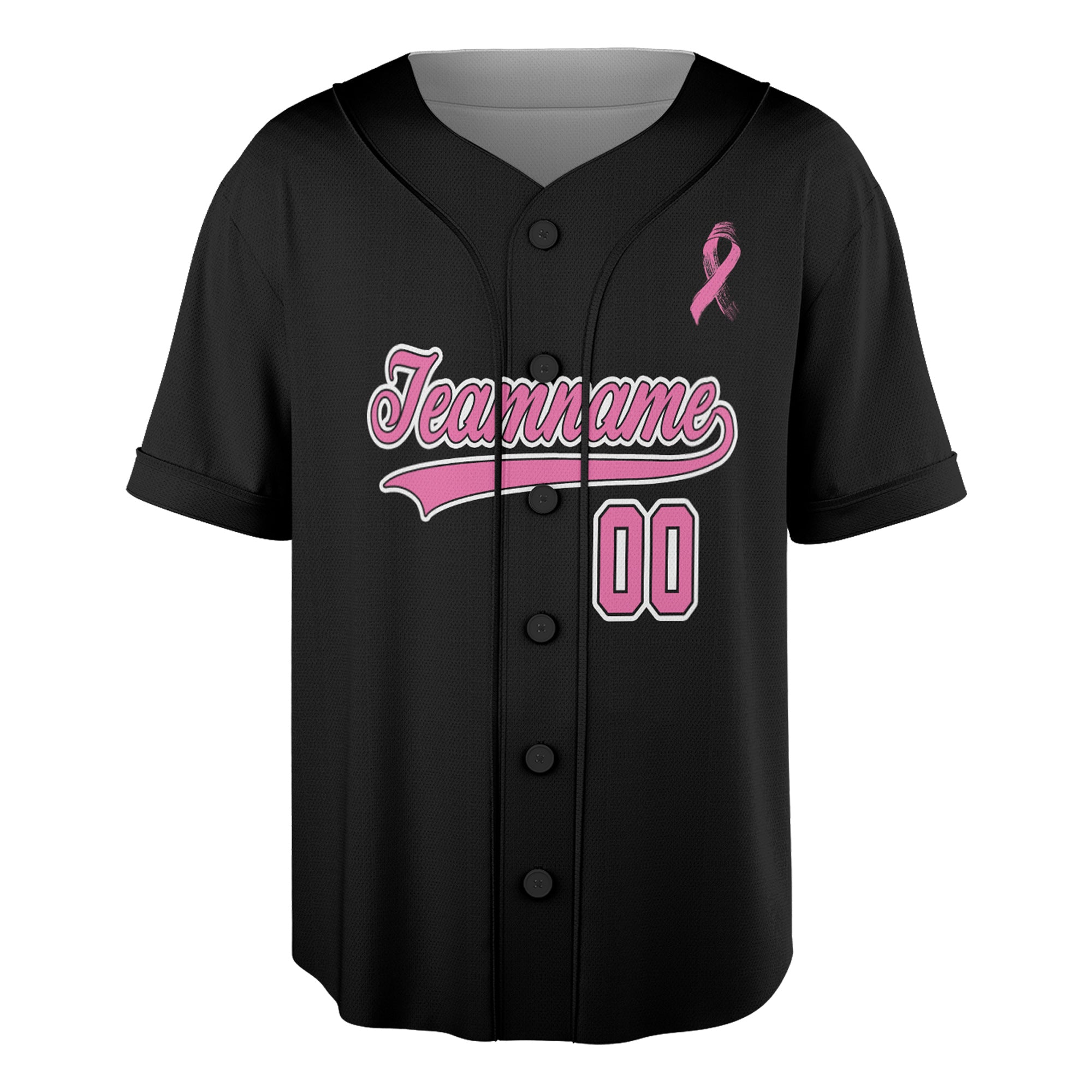 Custom Baseball Jersey - Black Flag Breast Cancer Awareness