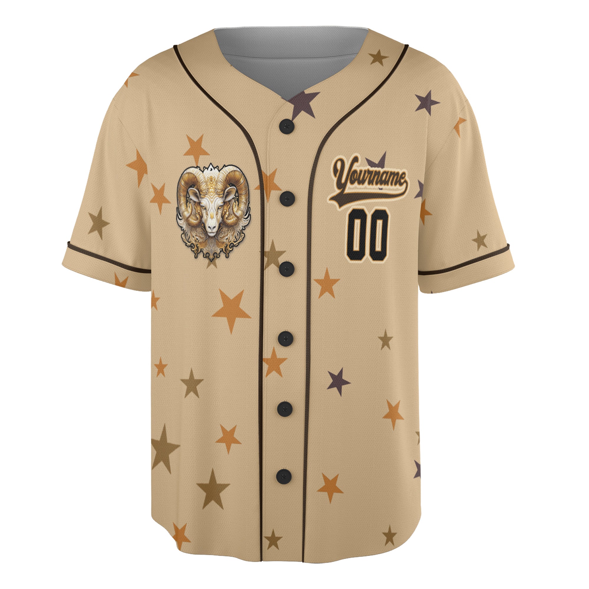 Aries Zodiac Baseball Jersey – Beige Rush “Faster Than a Fastball” Edition