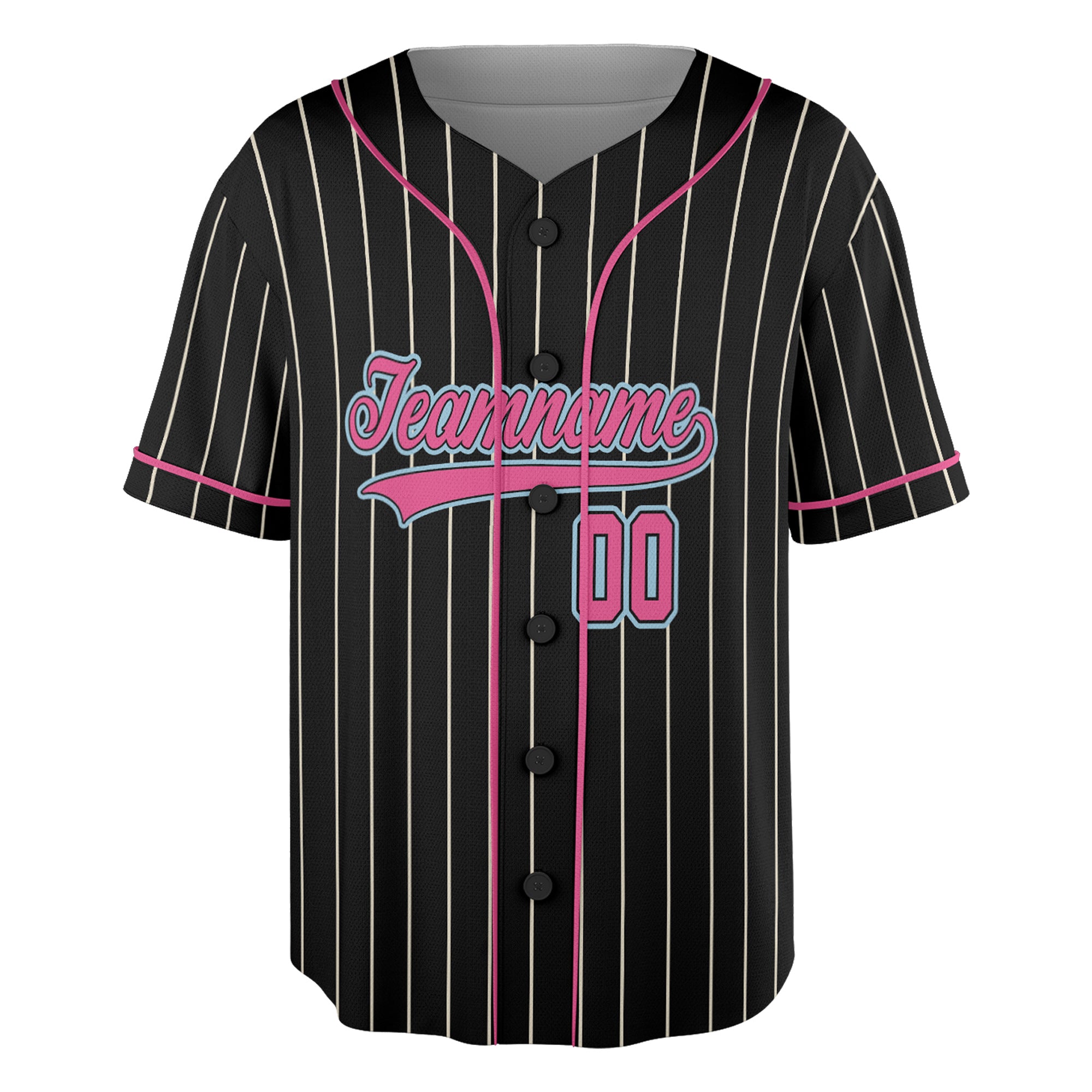 Custom Jersey Baseball - Black with Pink Stripe