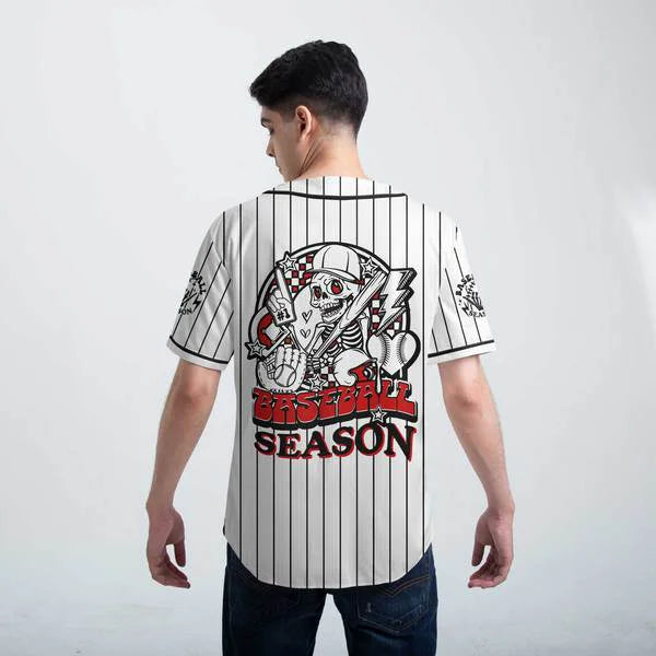 Custom Baseball Season Jersey - Custom name, number - Baseball Lover - Custom White Black Pinstripe