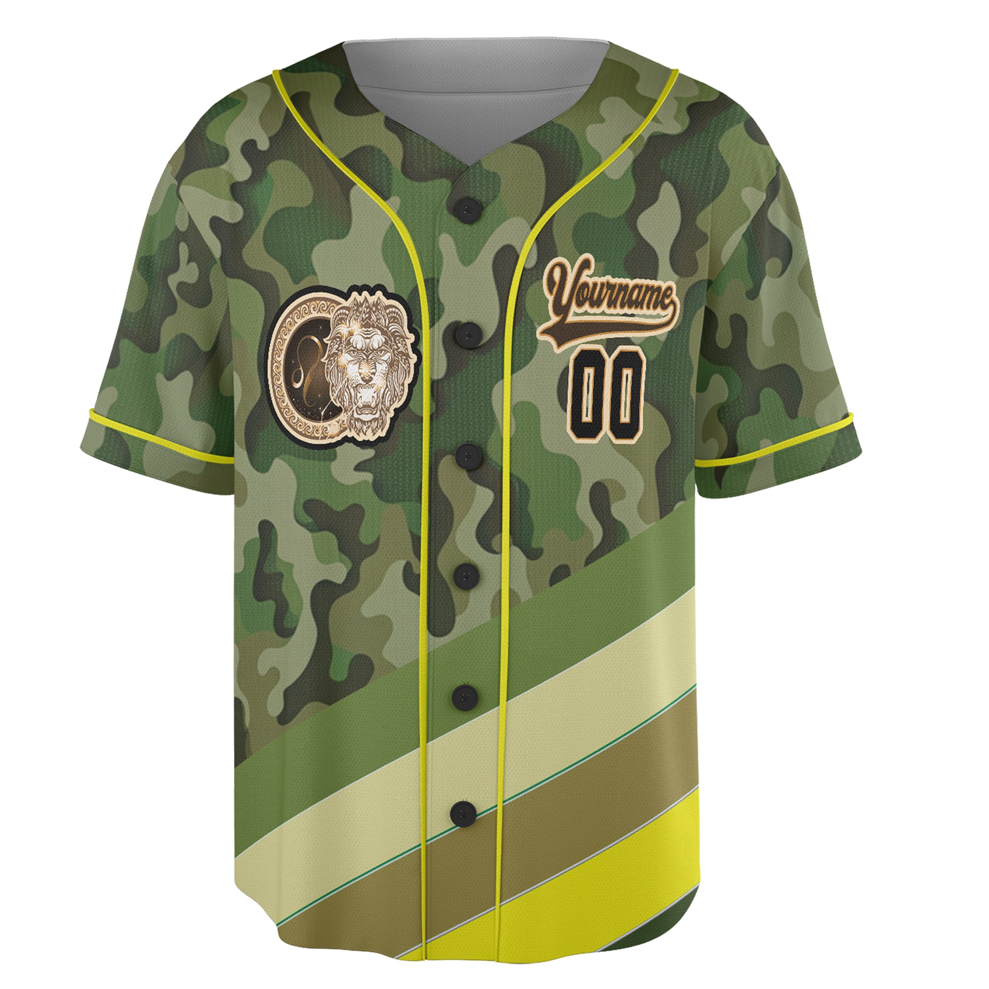 Leo Zodiac Baseball Jersey – Camouflage Wild Roar Edition
