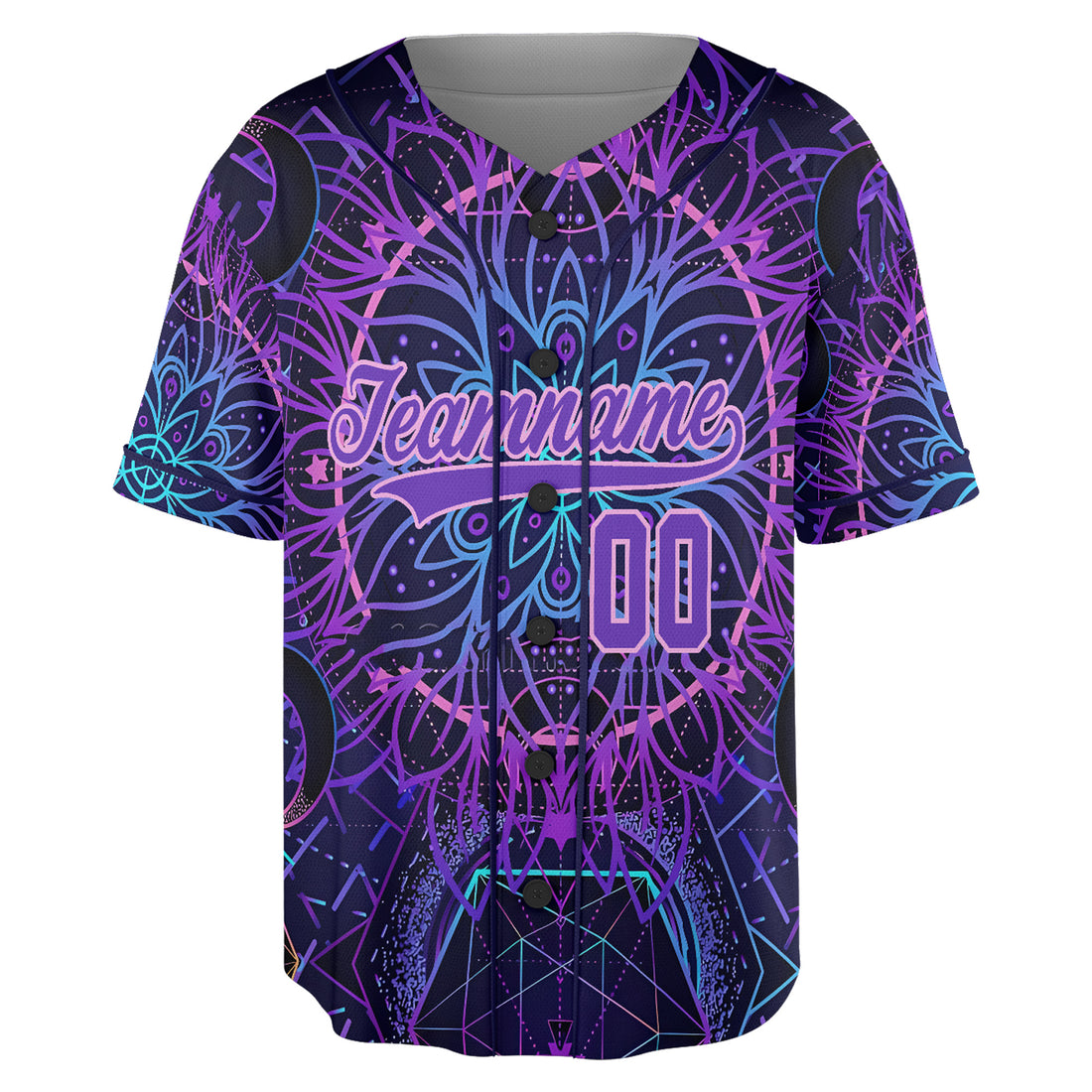 Custom Baseball Jersey – Psychedelic Purple Mandala Background