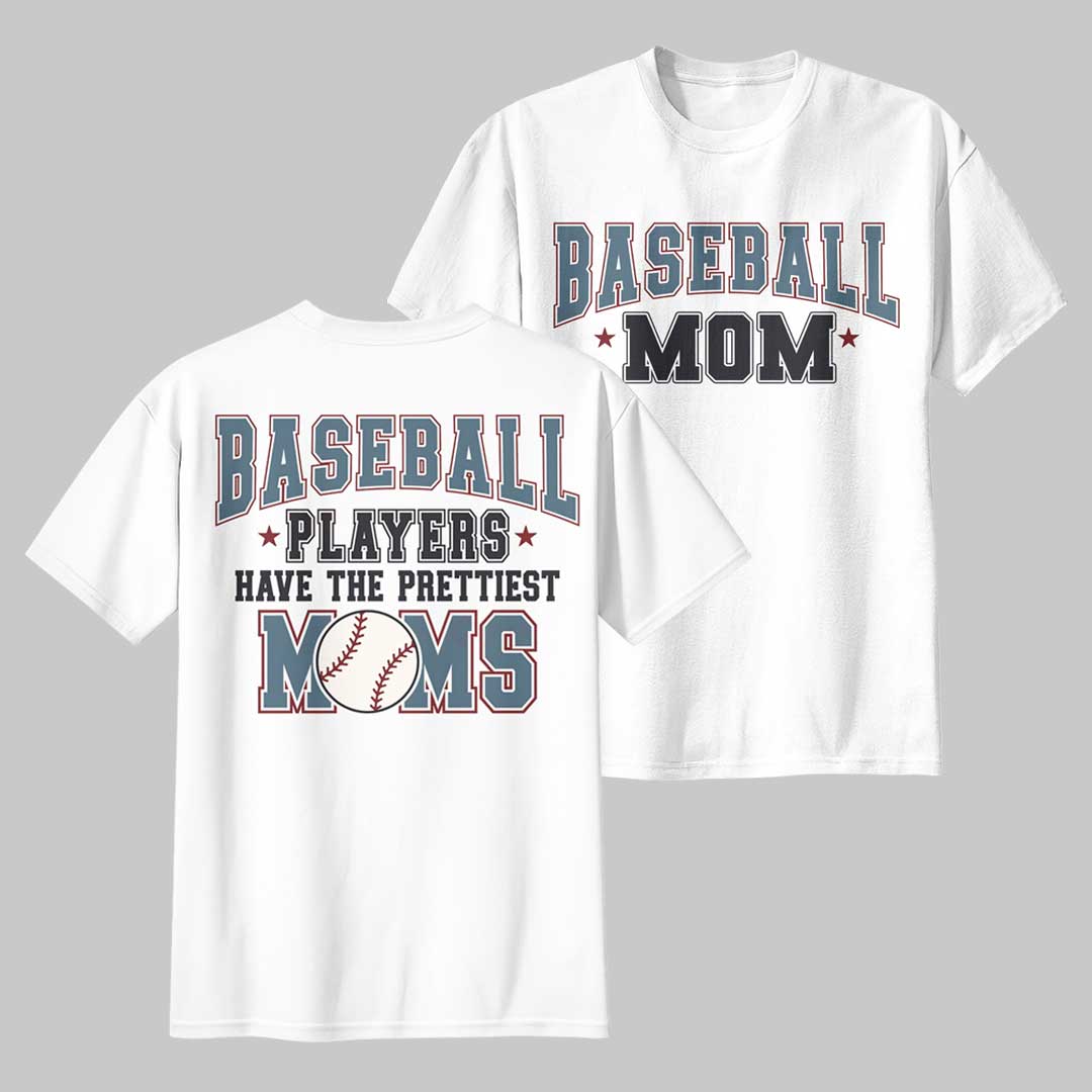 Baseball Players Have The Prettiest Moms - White and Sand Baseball T-Shirt