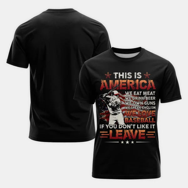 This is America — we eat meat and drink beer  We Love Baseball Shirt, Shirts for Men, Baseball Shirt Lovers