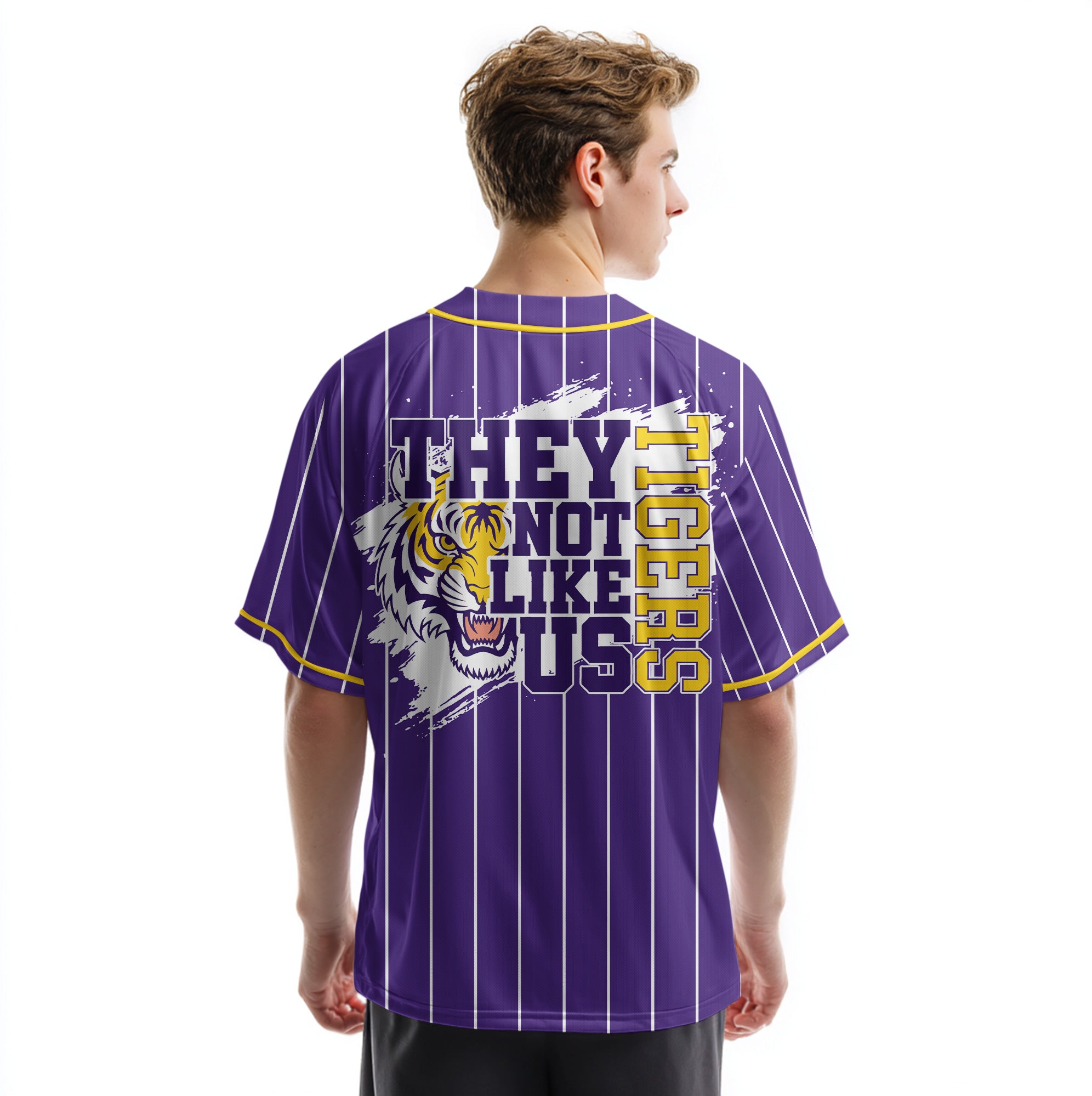 They Not Like Us Tigers - Custom Purple Yellow Baseball Jersey