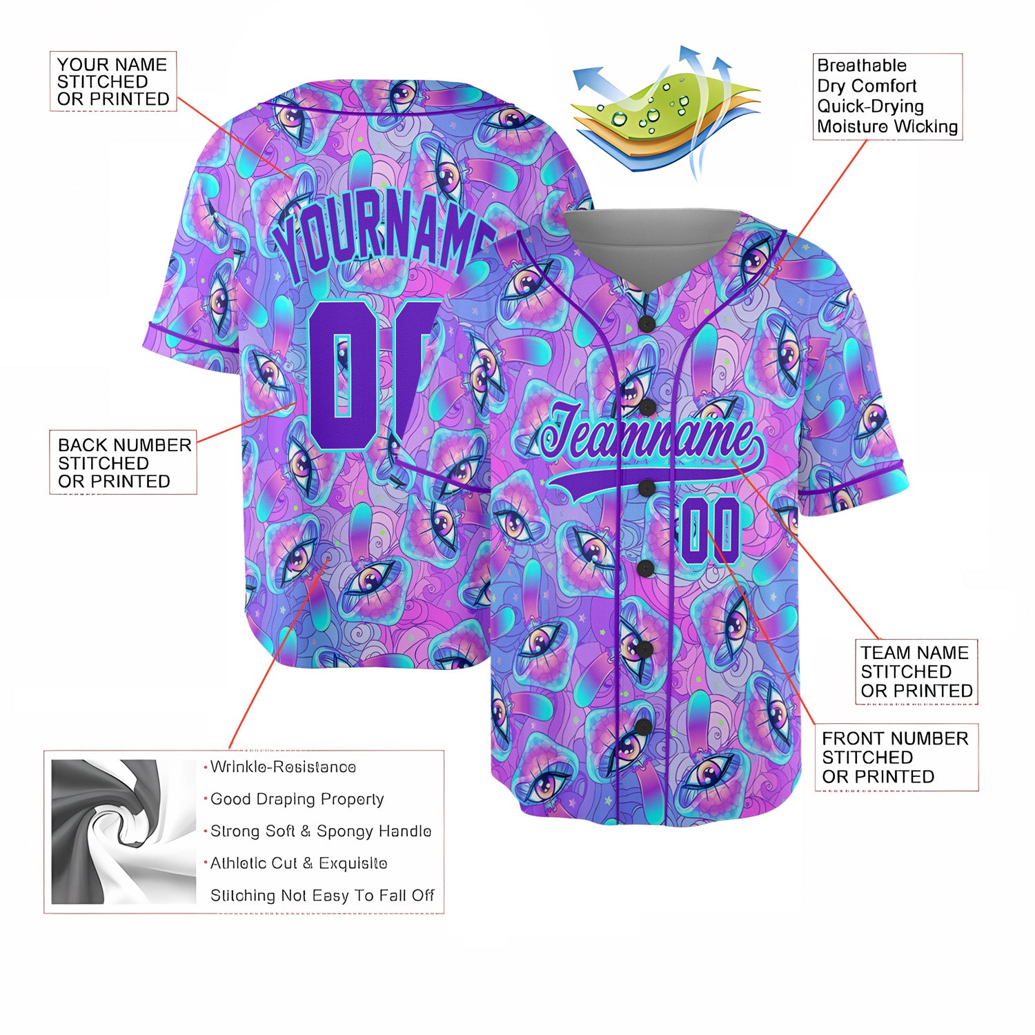 Custom Baseball Jersey - Pastel Oil Swirl