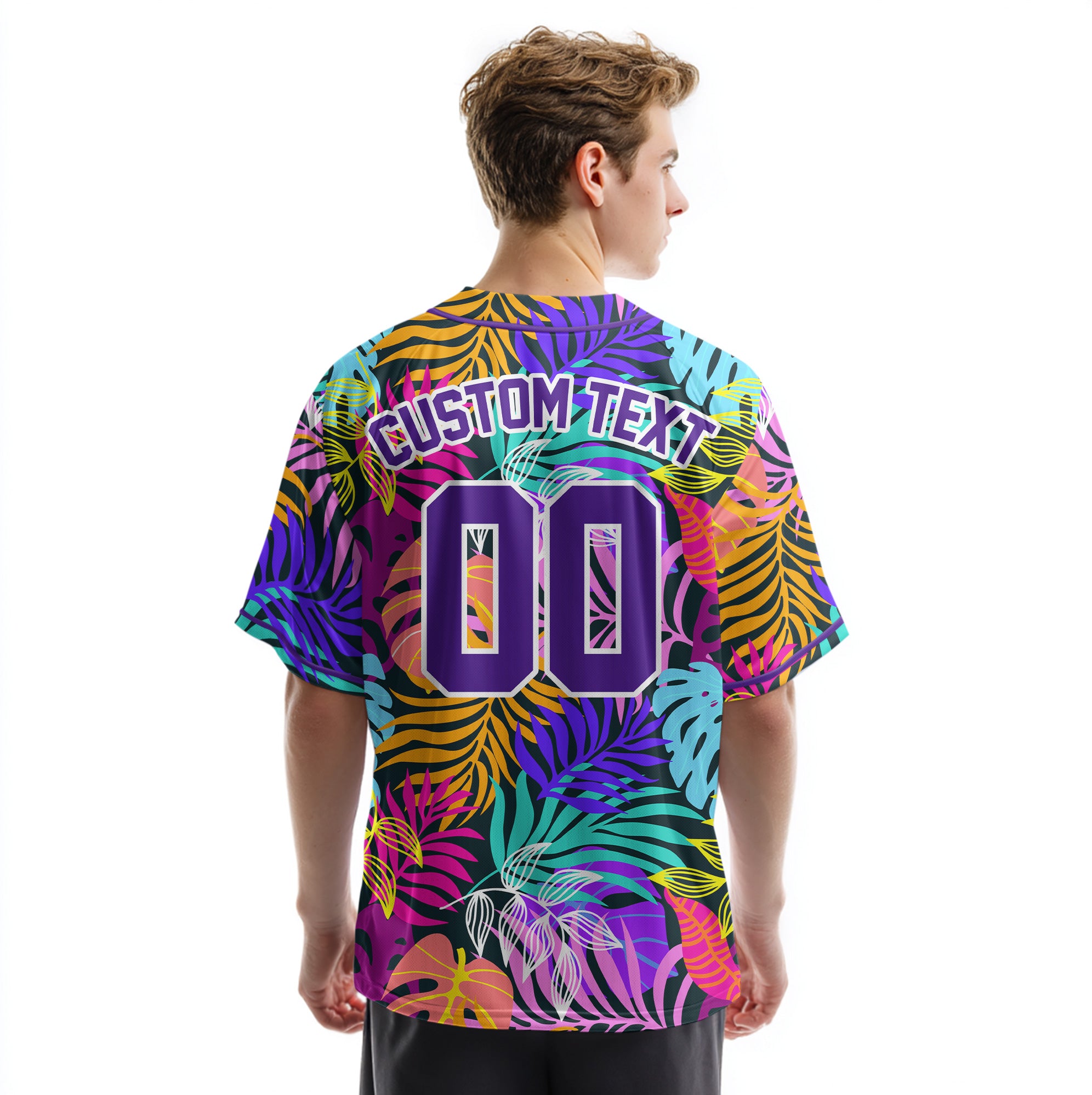 Custom Tropical Leaves Hawaii Pattern Baseball Jersey