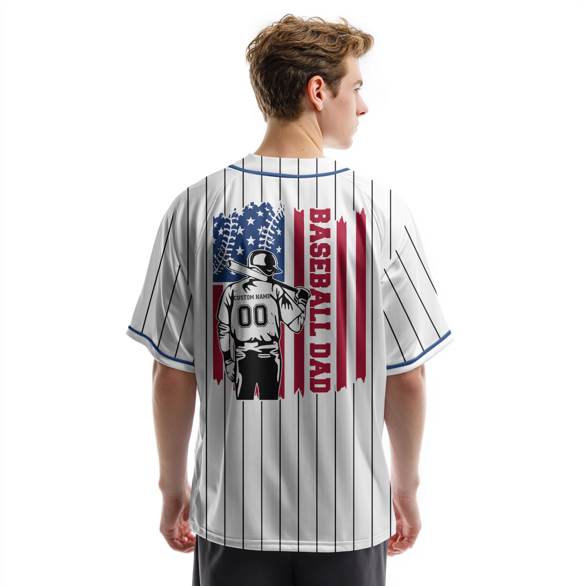 Personalized Baseball Dad Jersey, Custom Name and Number Baseball Dad Shirts for Men, American Flag Baseball