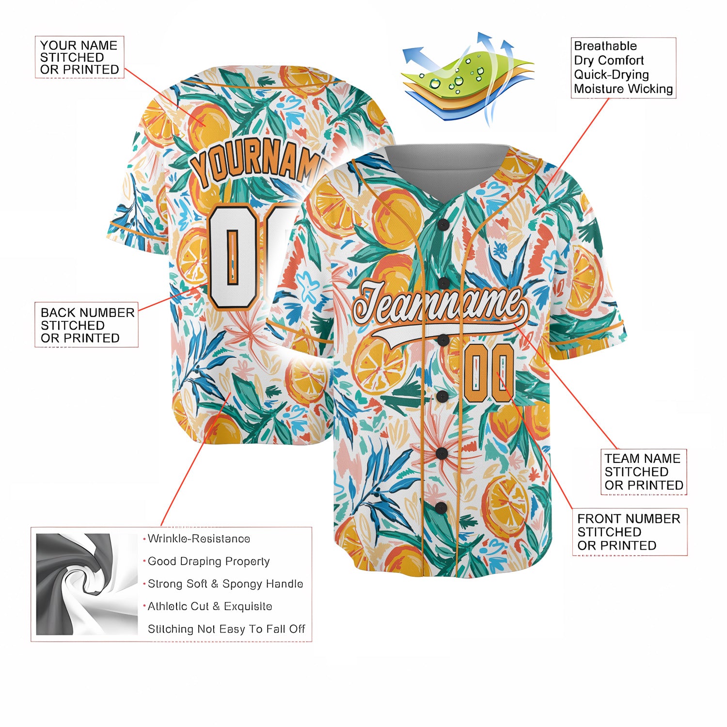 Citrus Burst Jersey – Orange Grove Custom Baseball Edition
