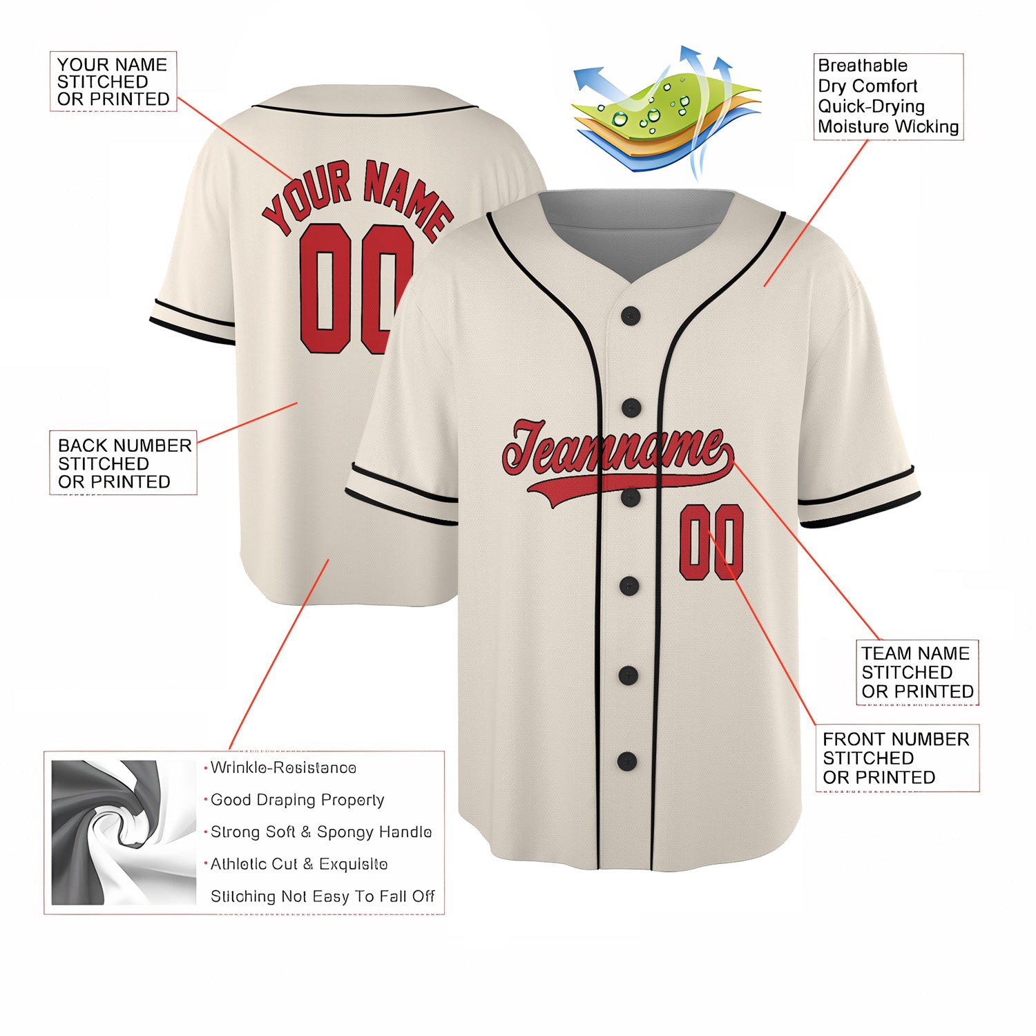 Retro Cream Hustle – Custom Name & Logo Baseball Jersey with Vintage Black Trim