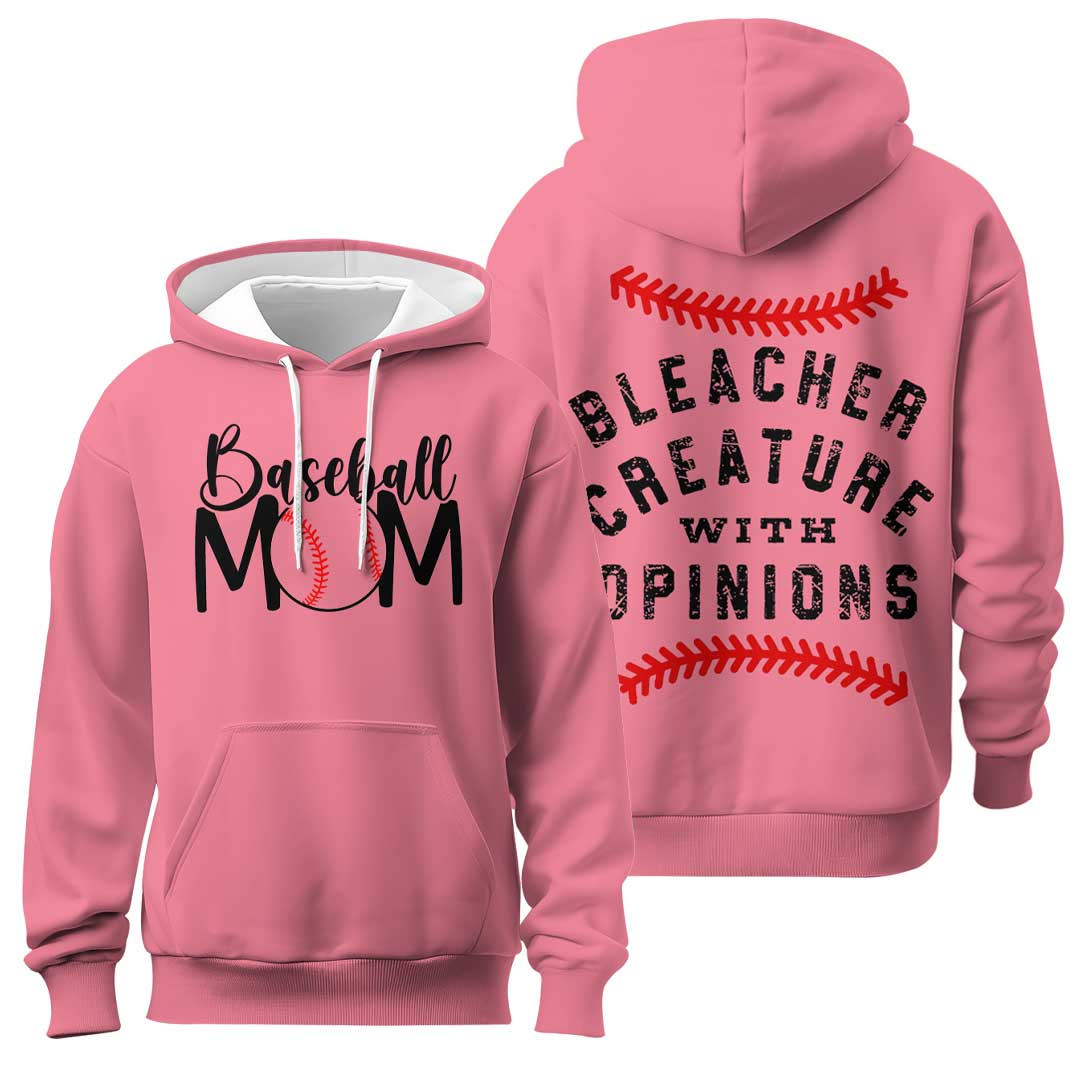 Baseball Mom Bleacher Creature With Opinions - All Over Print Baseball Hoodie