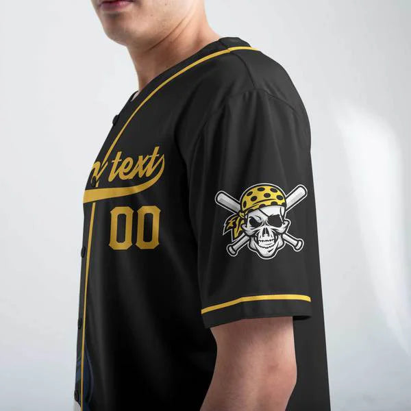Custom Black Yellow Baseball Custom Name, Custom Number Jersey
