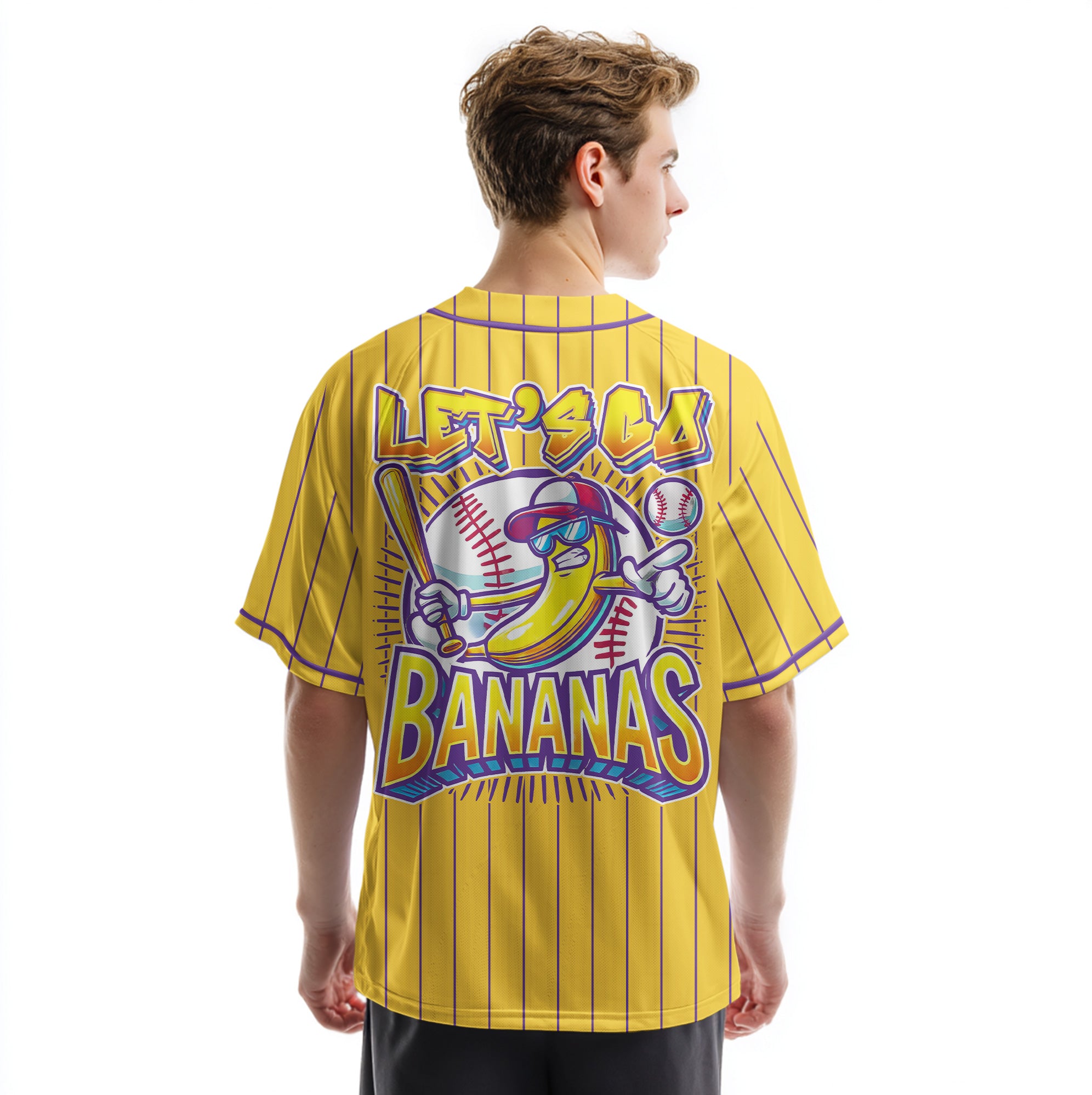 Custom Yellow Purple Navy Baseball Jersey