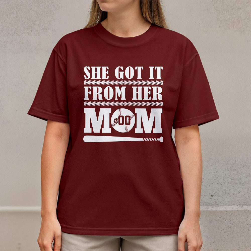 Got It From Mom - White and Black Baseball T-Shirt