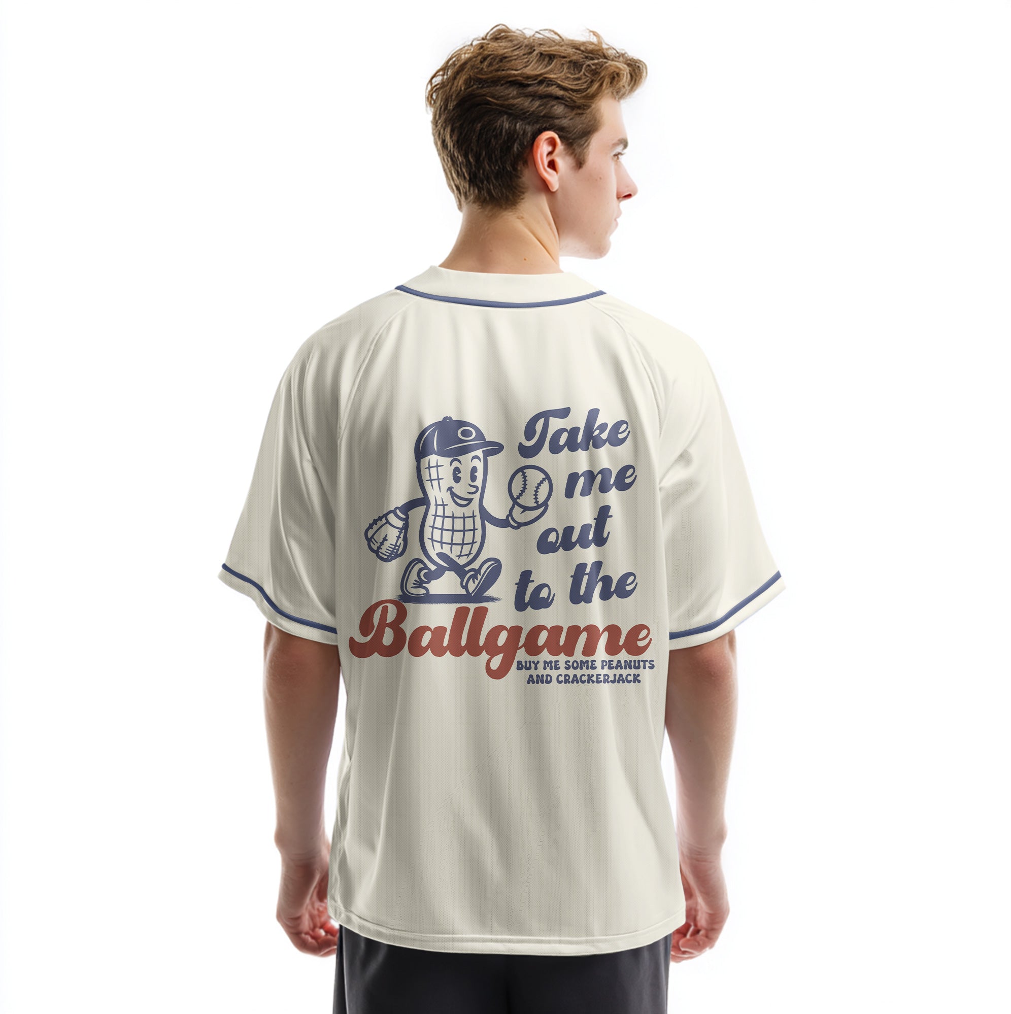 Custom Name Custom Number - Cream Retro Take Me Out To The Ball Game - Basbeall Jersey Lovers