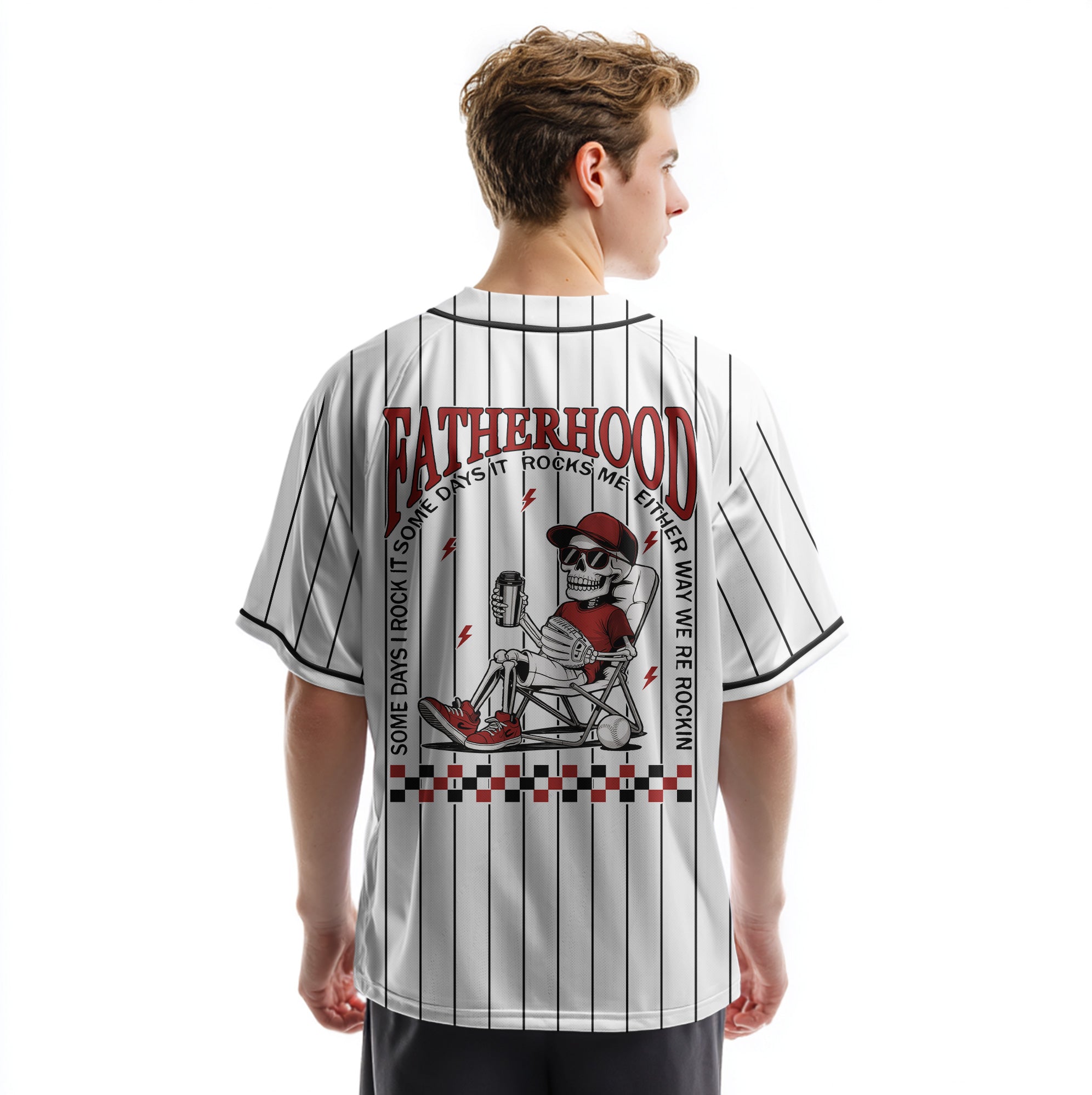 FATHERHOOD - Some Days I Rock It, Some Days It Rocks Me, Either Way We're Rockin - Custom Father Day Baseball Jersey