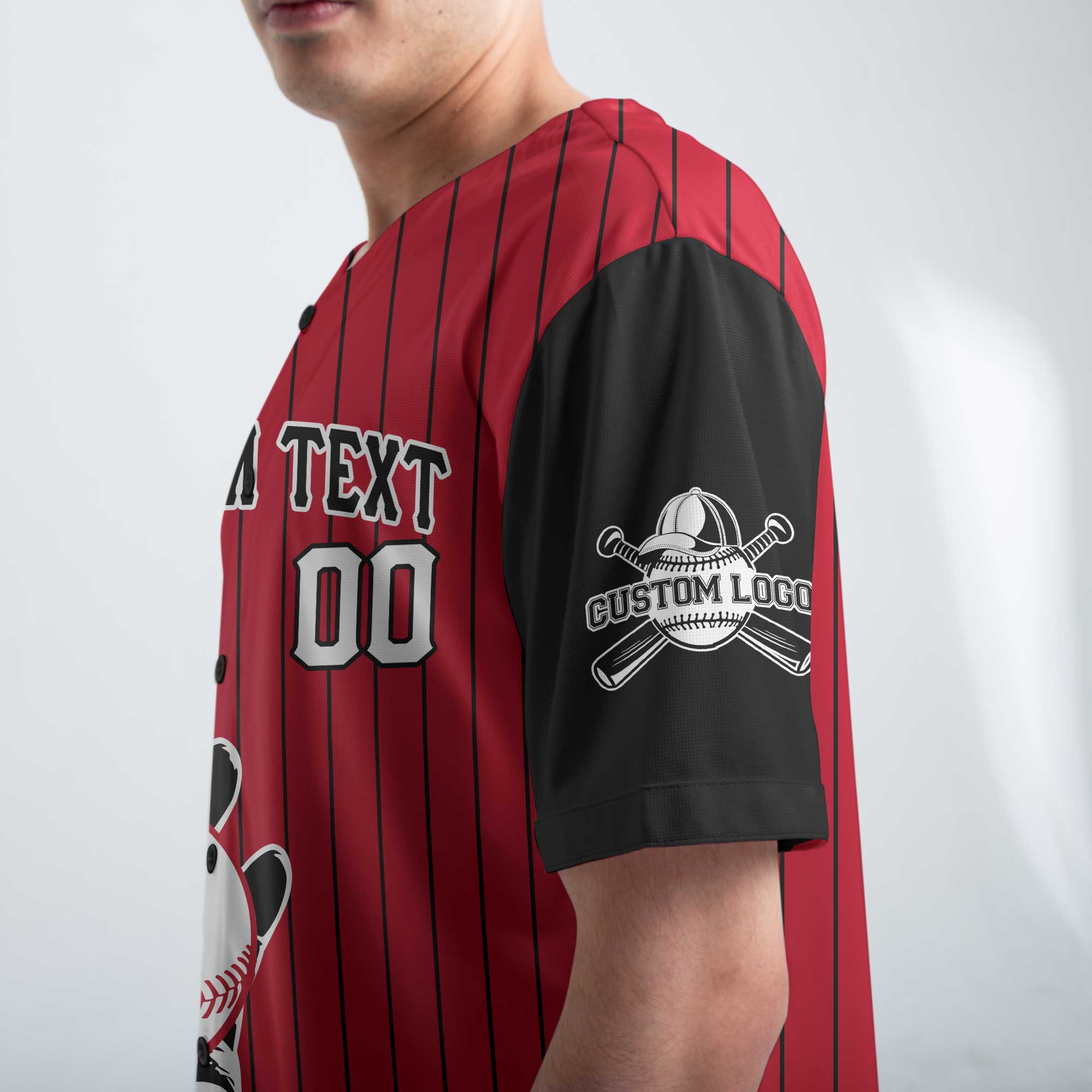 Custom Red and Black Pinstripes Baseball Jersey - God Got Me