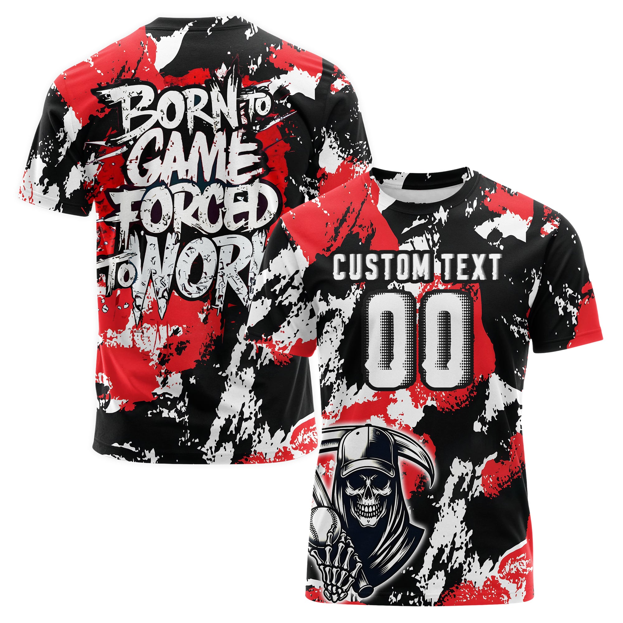 Born To Game Forced To Work Custom All Over Print Baseball T-Shirt