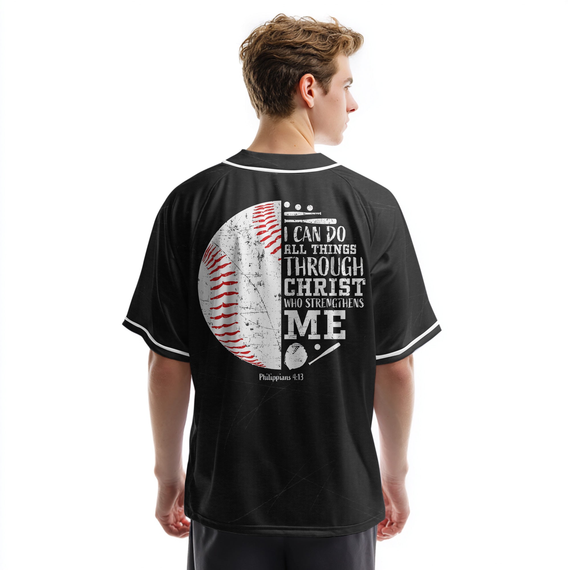I Can Do All Things Through Christ - Custom Black Baseball Jersey