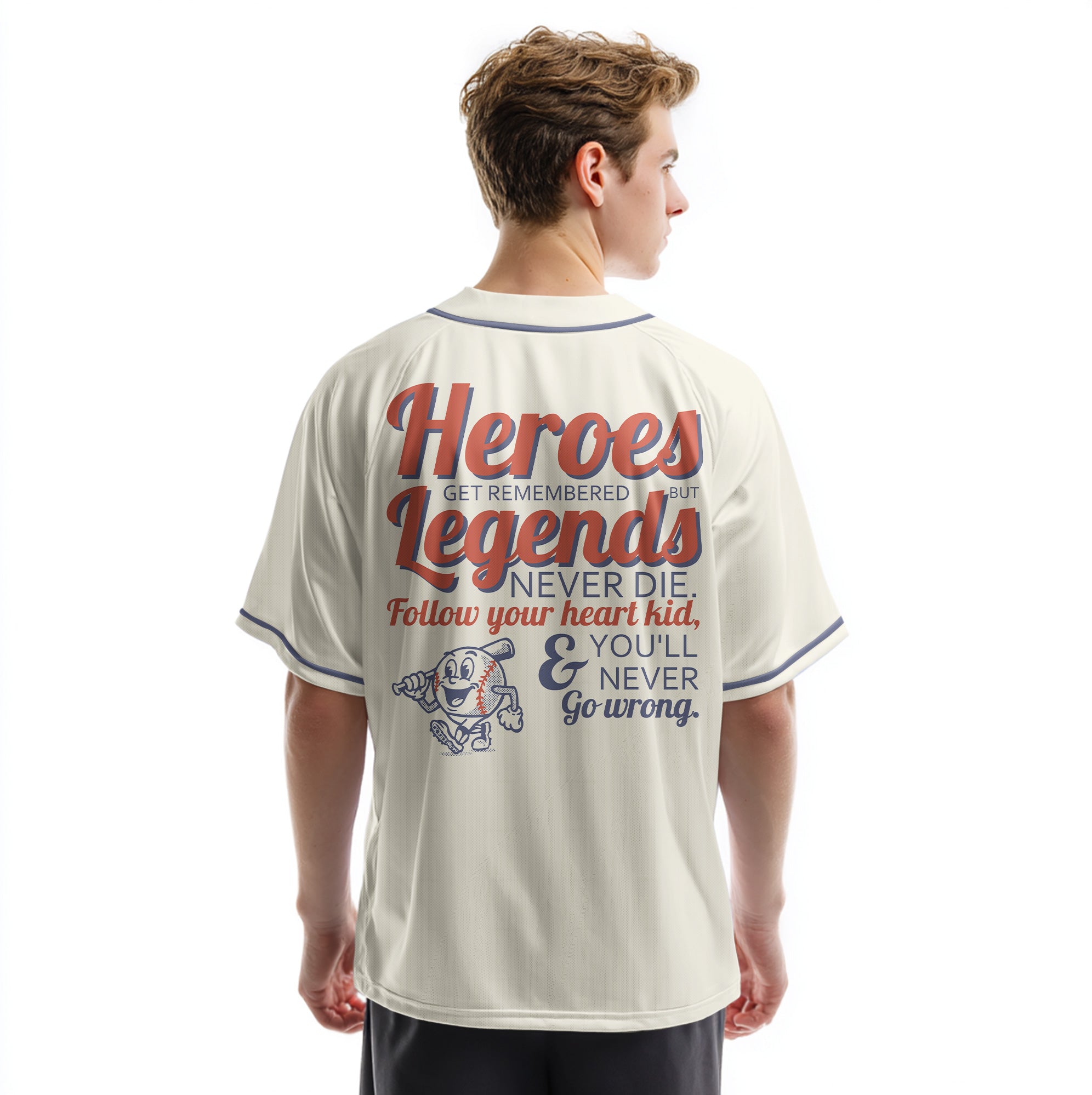 Heroes Get Remembered But Legends Never Die - Custom Cream Baseball Jersey