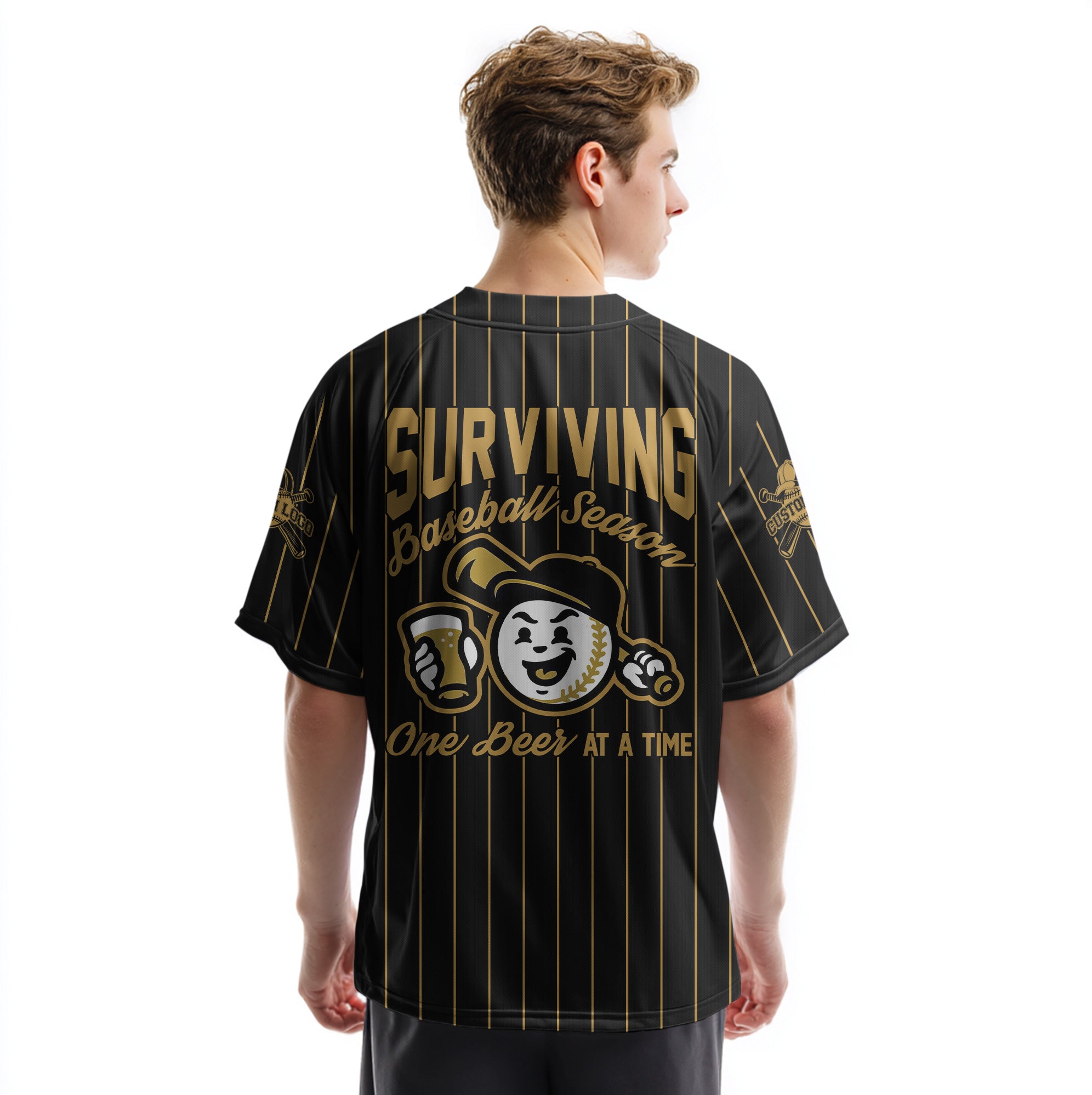 Surviving Baseball Season - Custom Black and Gold Baseball Jersey